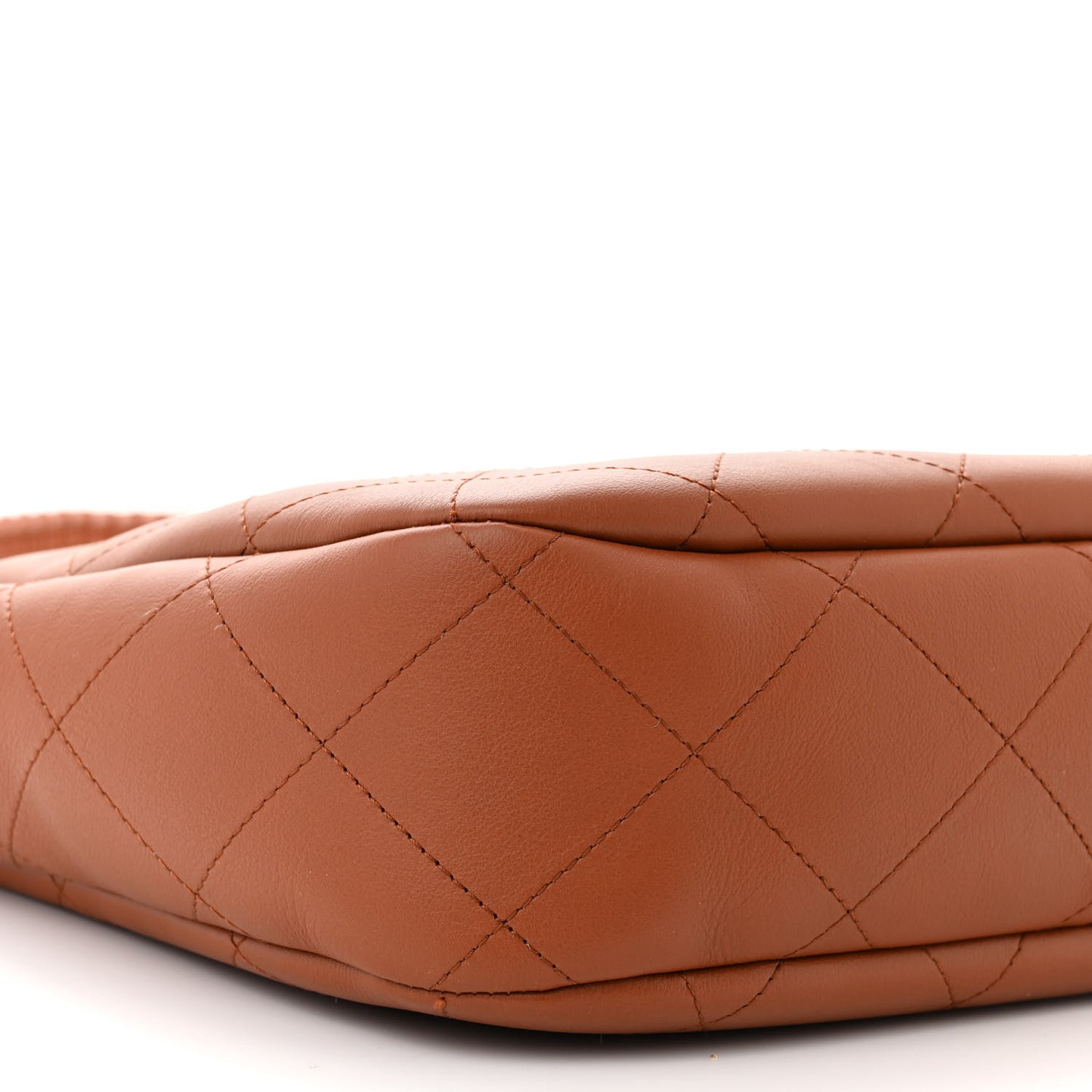 Calfskin Quilted Braided Handle Chain Hobo Brown