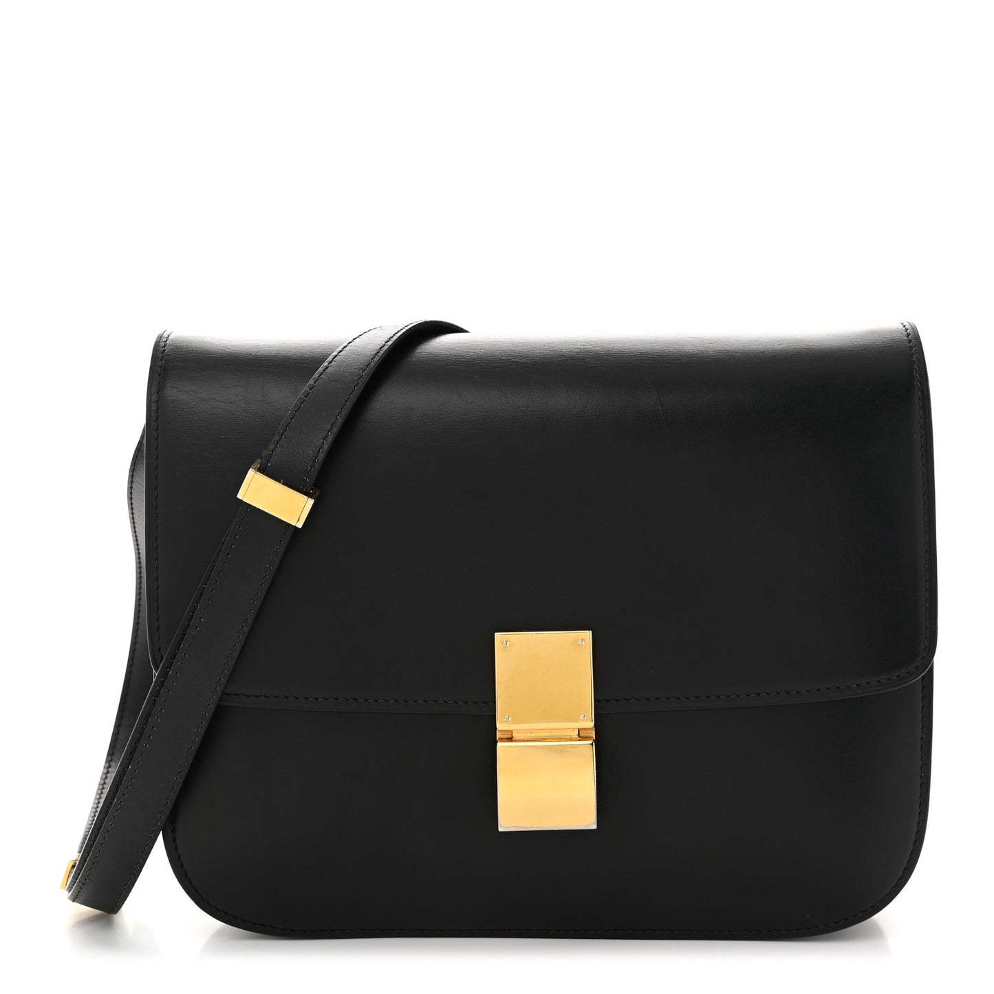 Box Calfskin Medium Classic Box Flap Bag Black