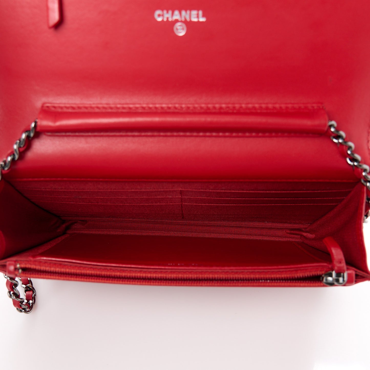 Lambskin Quilted Boy Wallet On Chain WOC Red