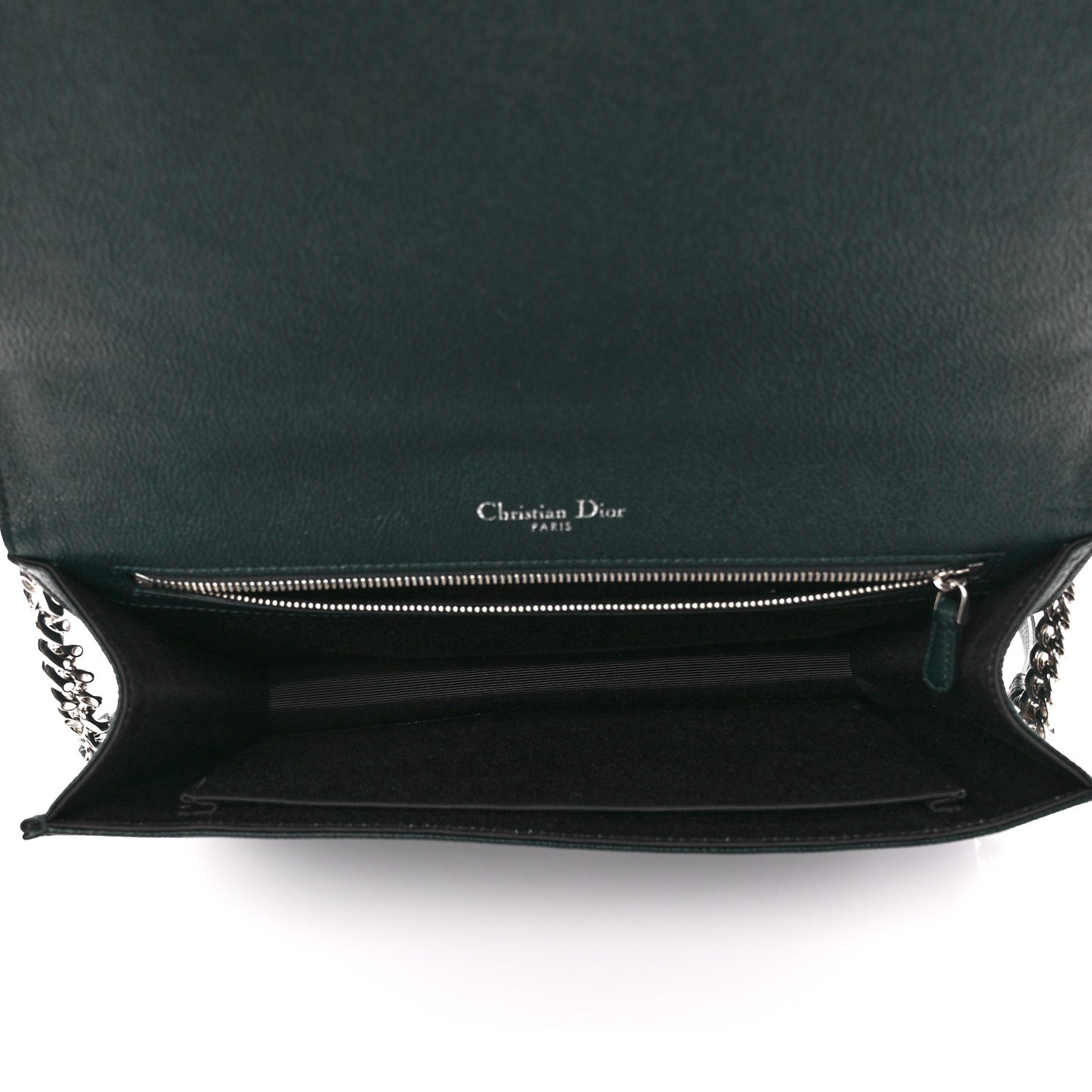 Grained Calfskin Large Diorama Flap Bag Green