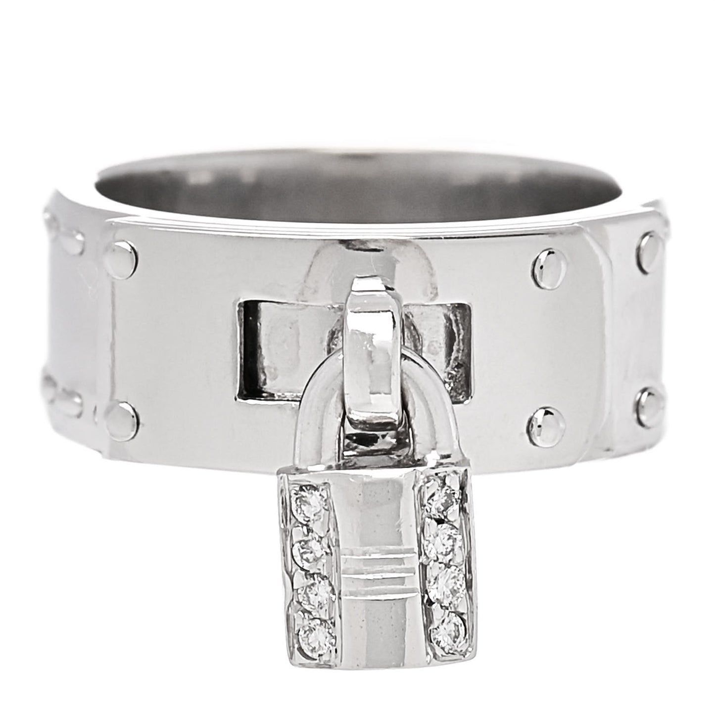 18K White Gold Diamond Kelly Lock Ring 50 5.5