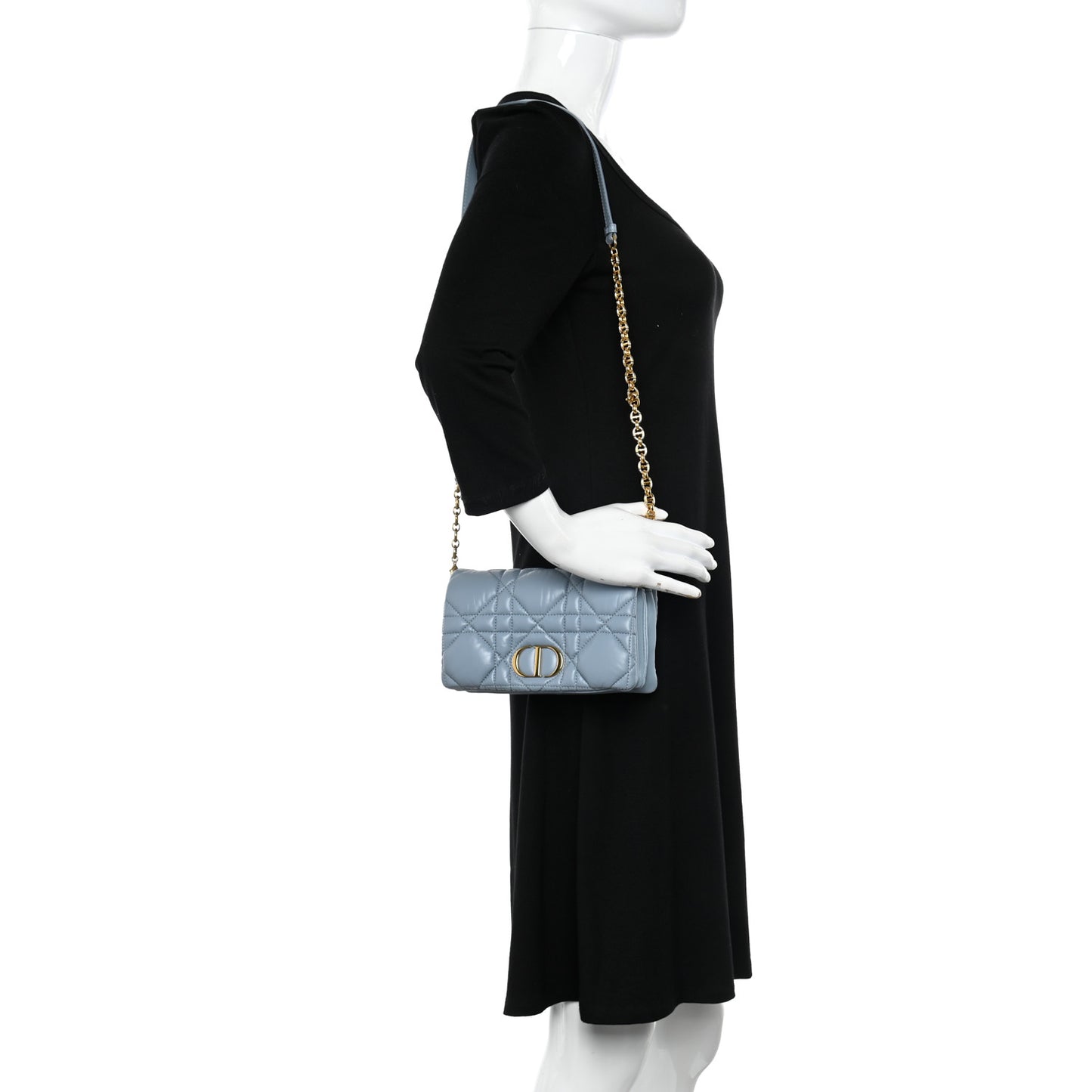 Calfskin Macrocannage Mini Caro Bag Cloud Blue