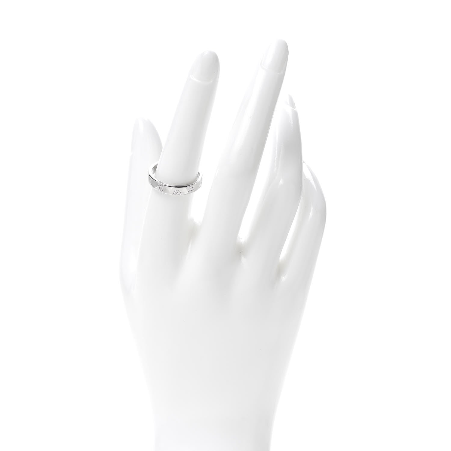 Cartier 18K White Gold 4mm Happy Birthday Band Ring 56 7.5 2 of 4