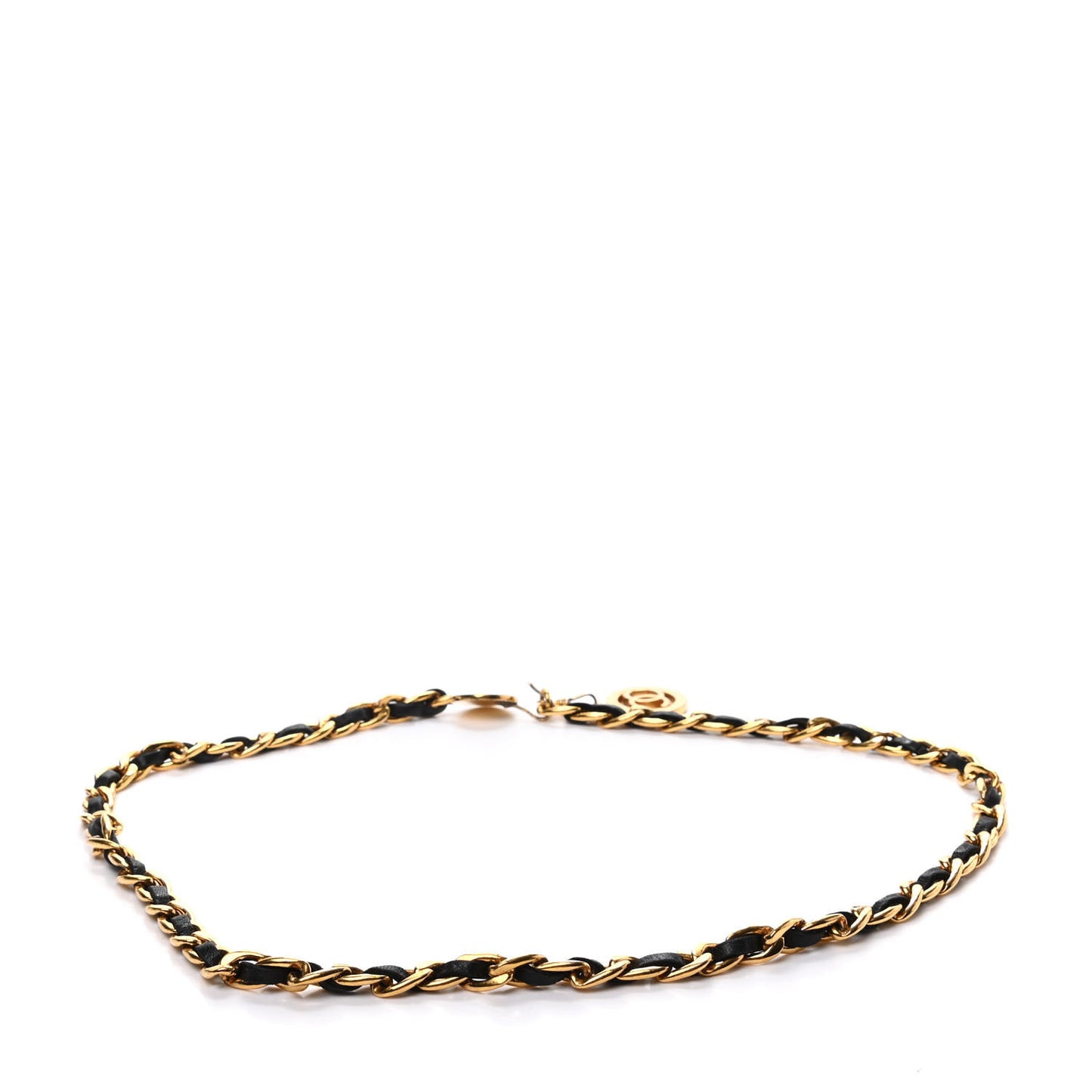 Lambskin Chain CC Medallion Belt Black Gold
