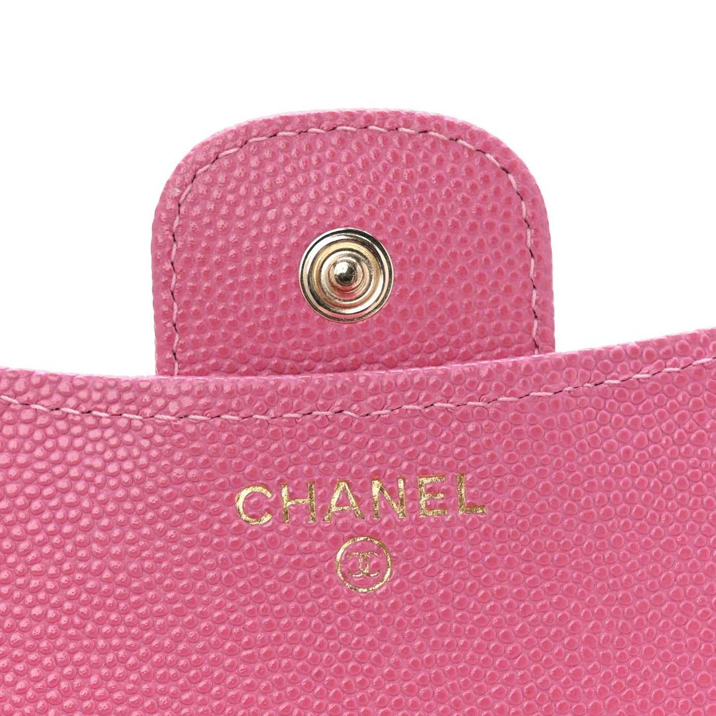 Caviar Quilted Compact Flap Wallet Pink
