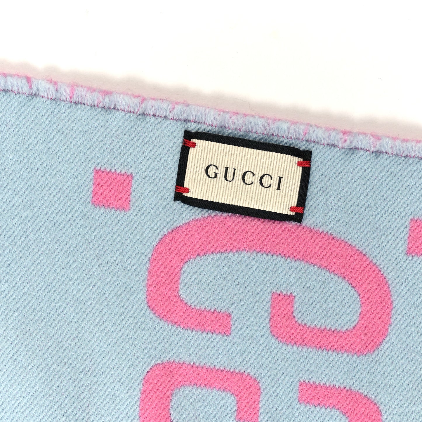 Wool Silk Monogram Jumbo GG Freedom Scarf Roseate Sky Blue