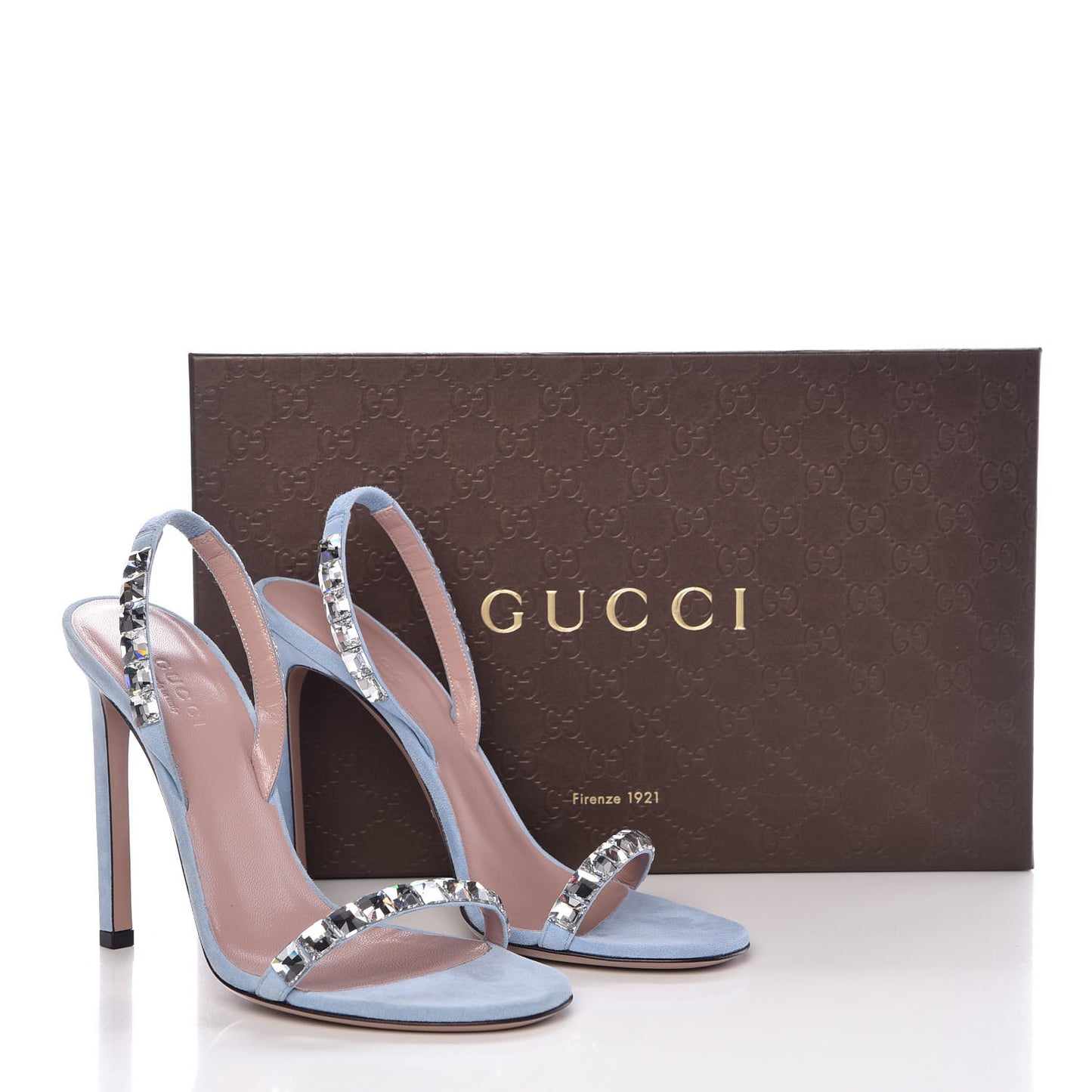 Kid Scamosciato Crystallo Mallory Slingback Sandal 37 Mineral Blue
