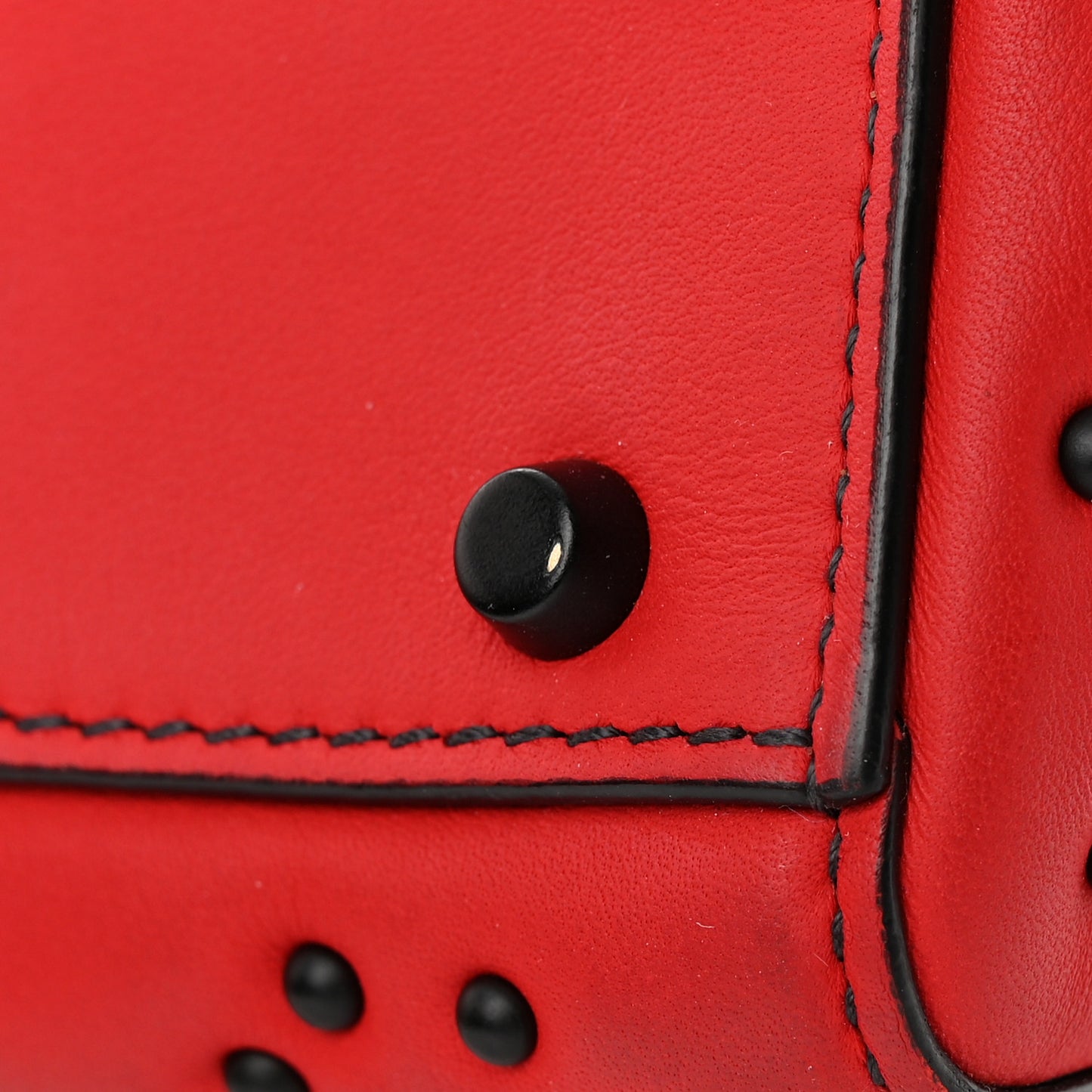 Ultra Matte Calfskin Studded Mini Supple Lady Dior Red Black
