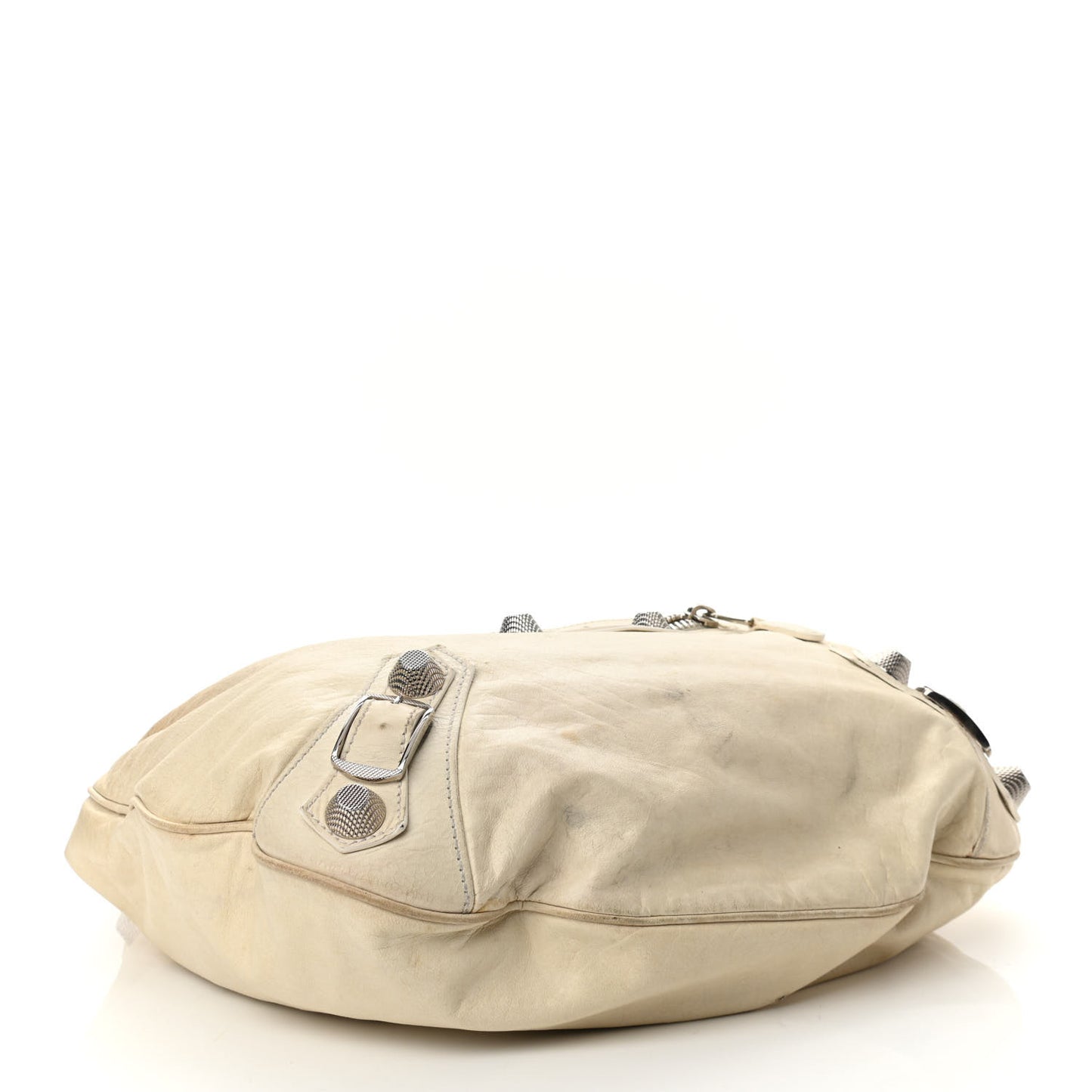Agneau Giant 21 Silver Hardware Hobo White