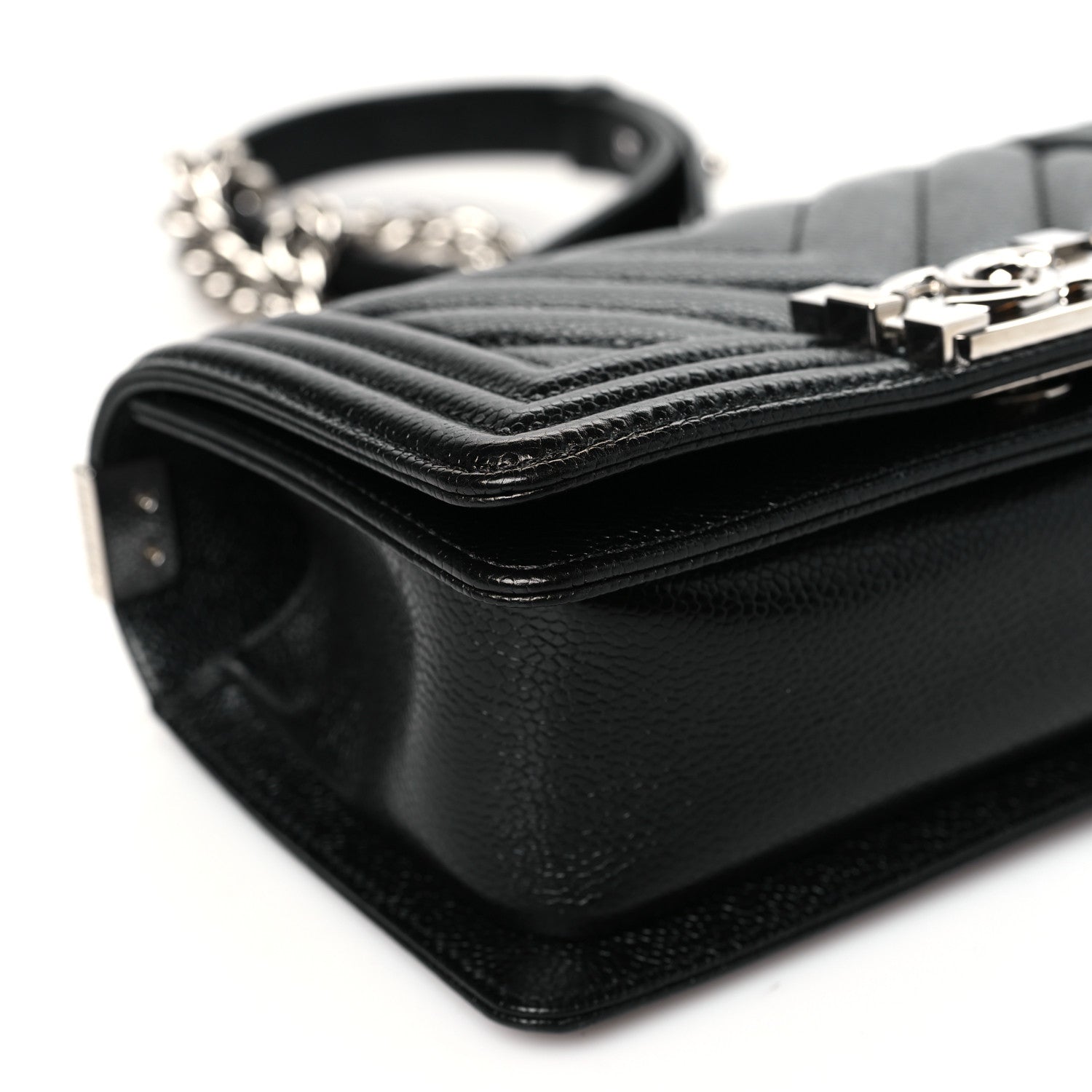 Chanel Caviar Chevron Quilted Small Boy Flap Black 9 of 10