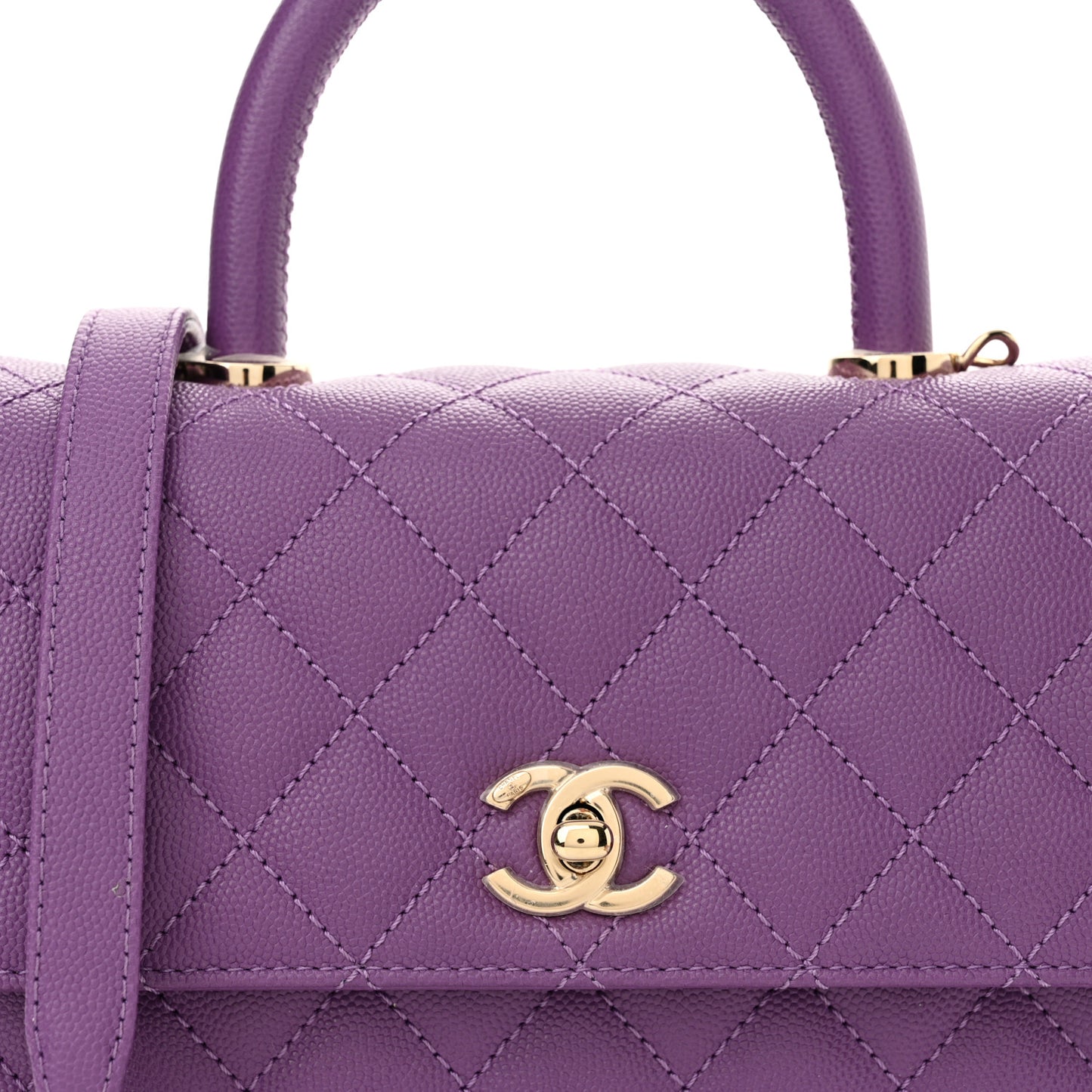 Caviar Quilted Mini Coco Handle Flap Purple