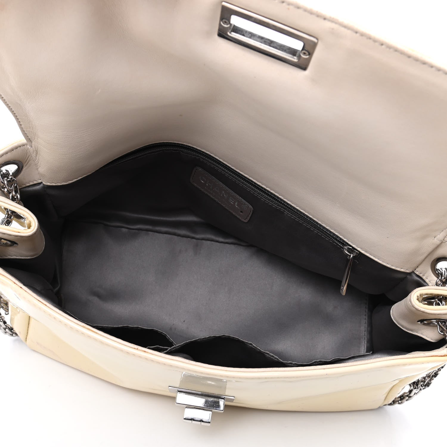 Chanel Patent Calfskin Mademoiselle Lock Bijoux Chain Flap Beige 5 of 12