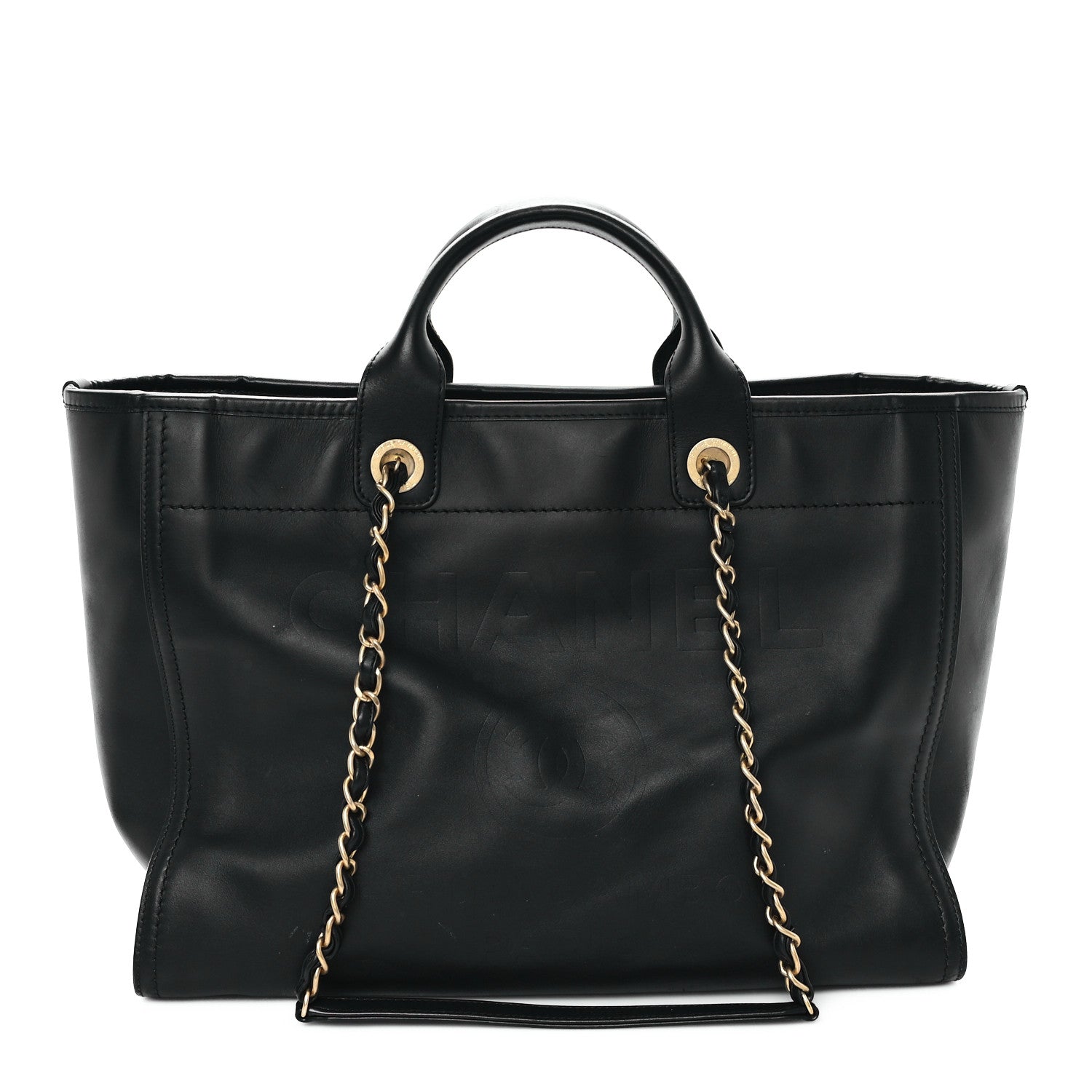Chanel Calfskin Medium Deauville Tote Black 1681205 – FASHIONPHILE