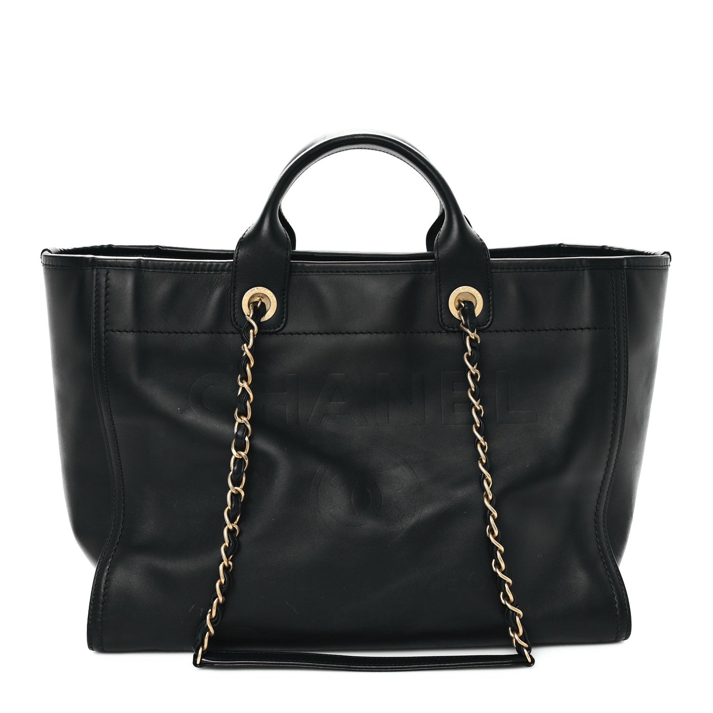 Calfskin Medium Deauville Tote Black