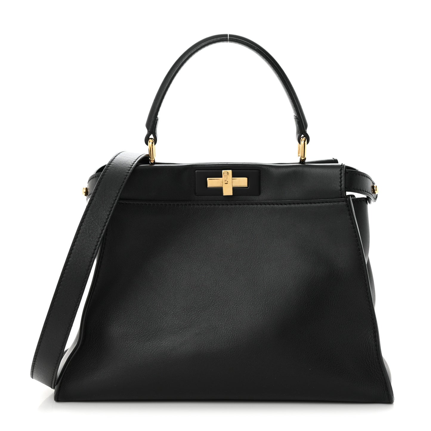 Vitello Seta Shiny Nappa Medium Peekaboo Iconic Satchel Black