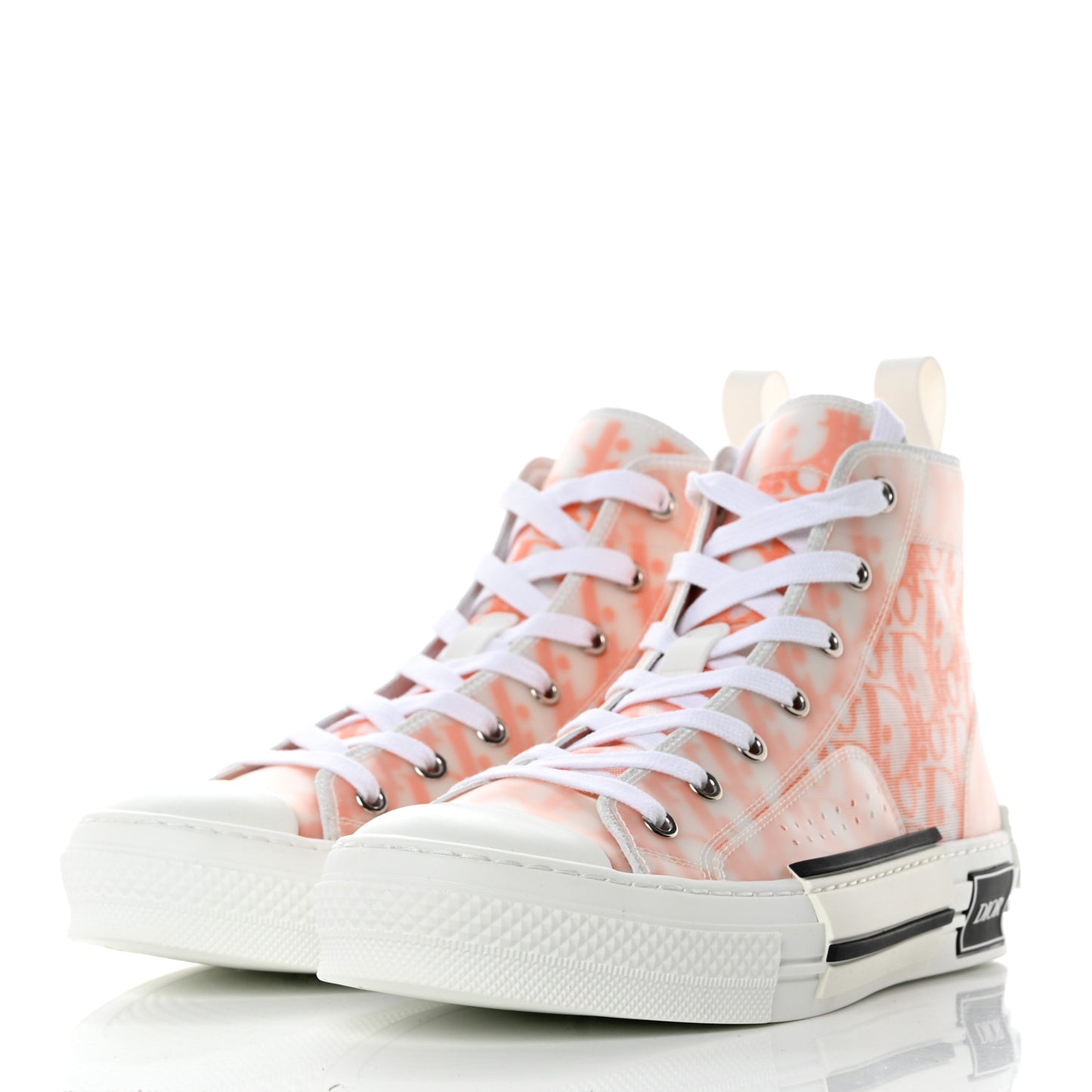 Technical Canvas Oblique Mens B23 High Top Sneakers 39 Orange White