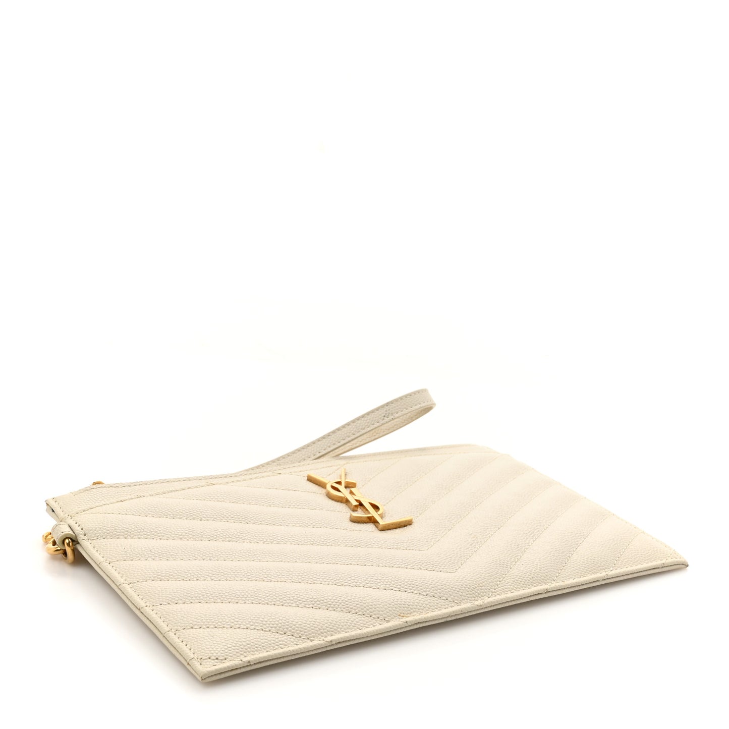 Grain De Poudre Chevron Monogram Large Bill Pouch Blanc Vintage
