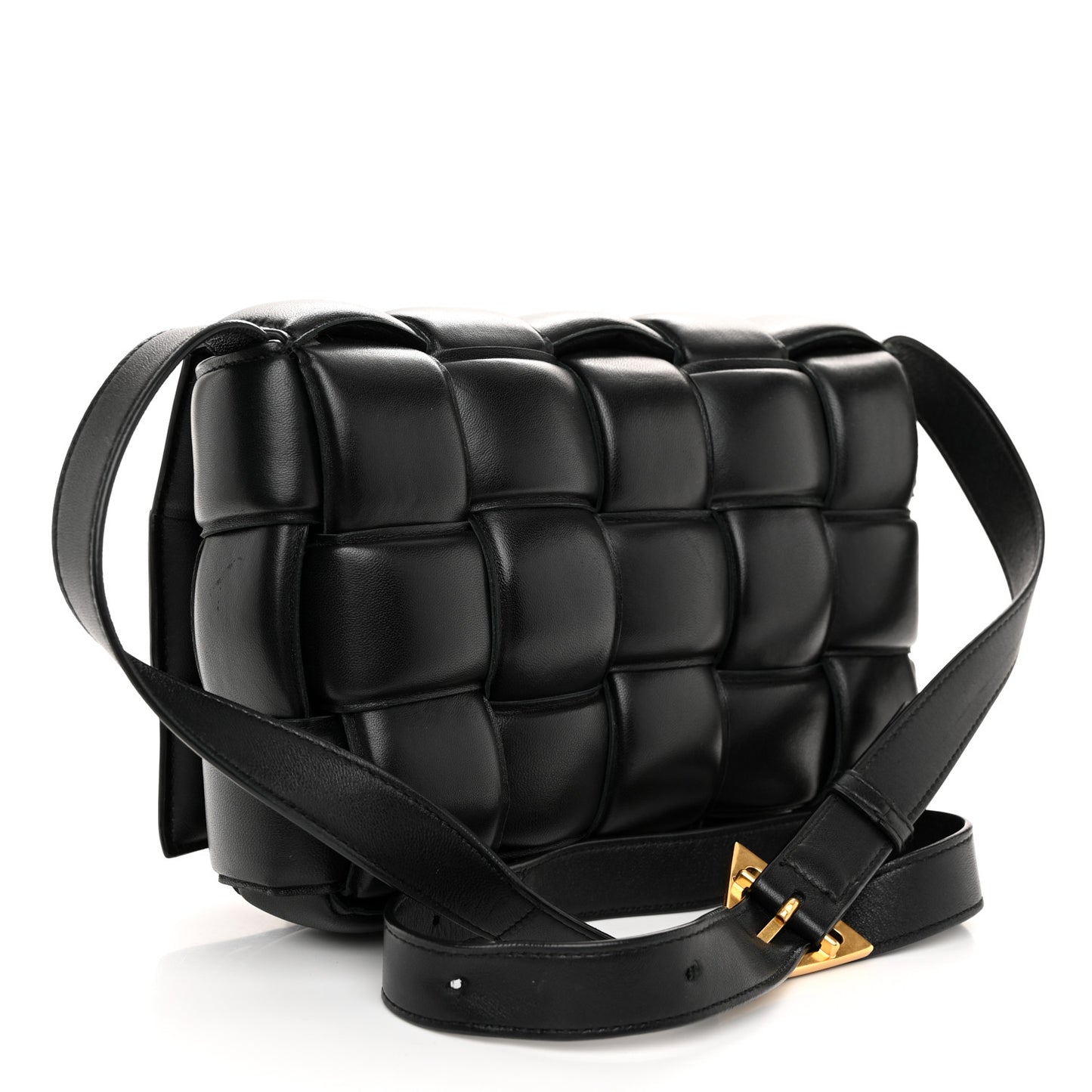 Nappa Maxi Intreccio Padded Cassette Crossbody Bag Black