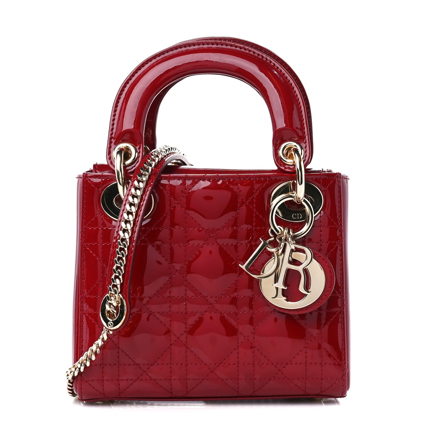 Patent Cannage Mini Lady Dior Red