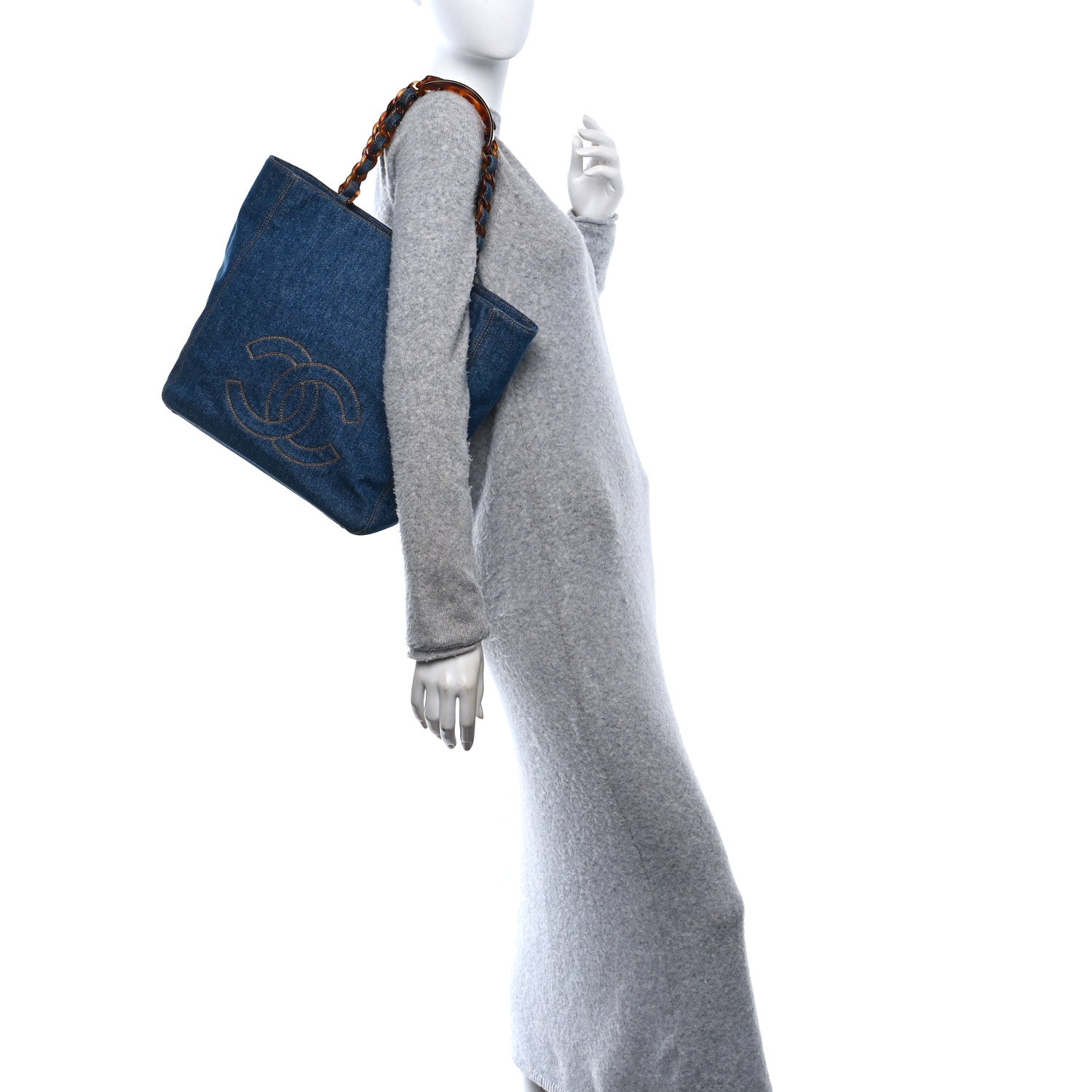 Chanel Denim Tortoise Timeless CC Tote Blue 2 of 10