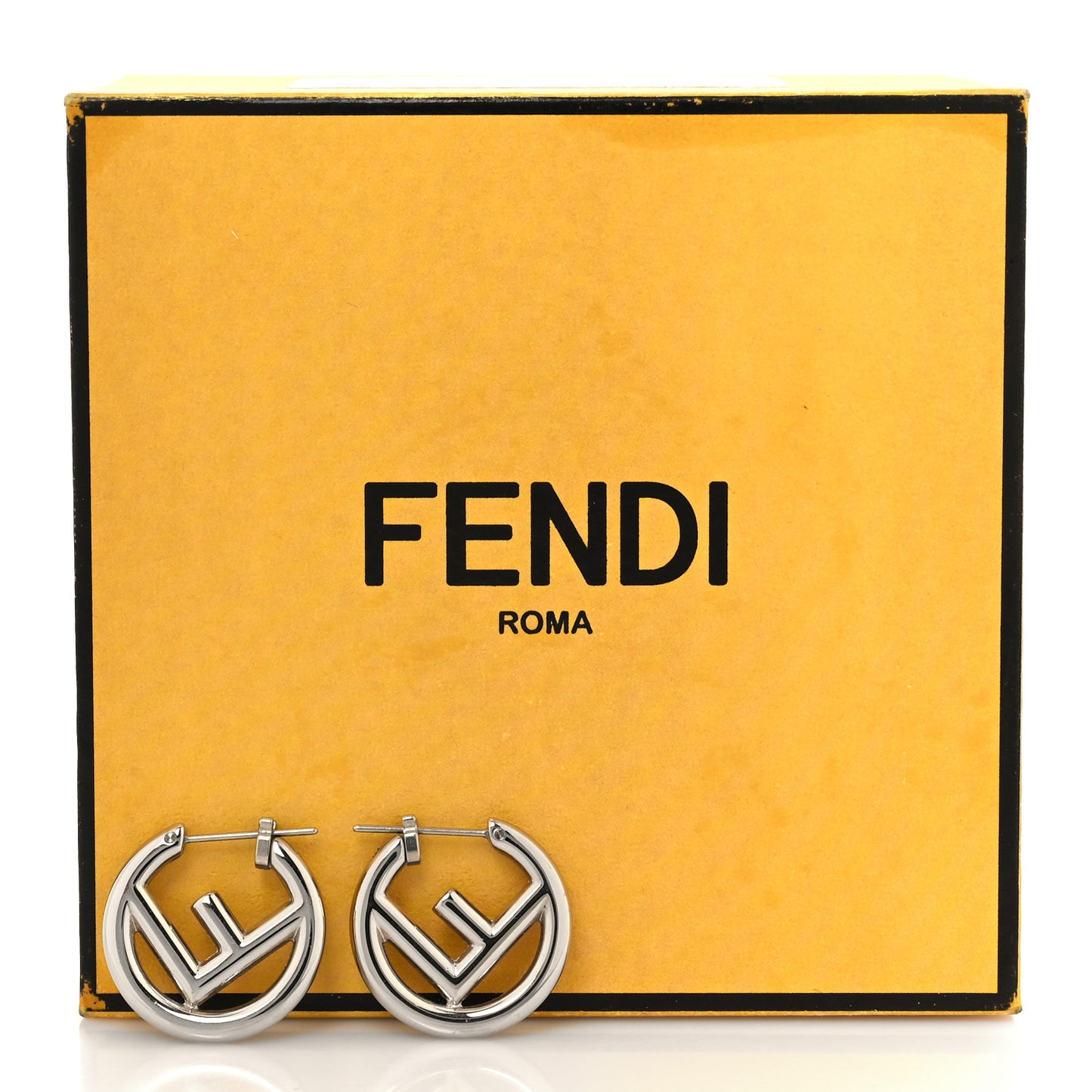Metal FF Hoop Earrings Silver
