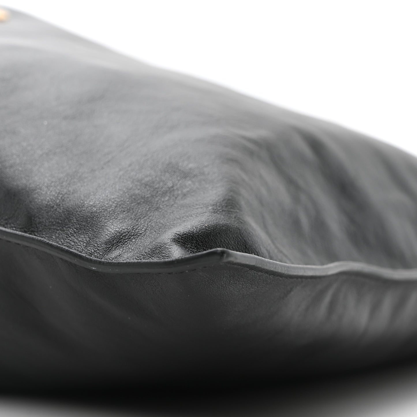 Calfskin Flat Drawstring Tote Black
