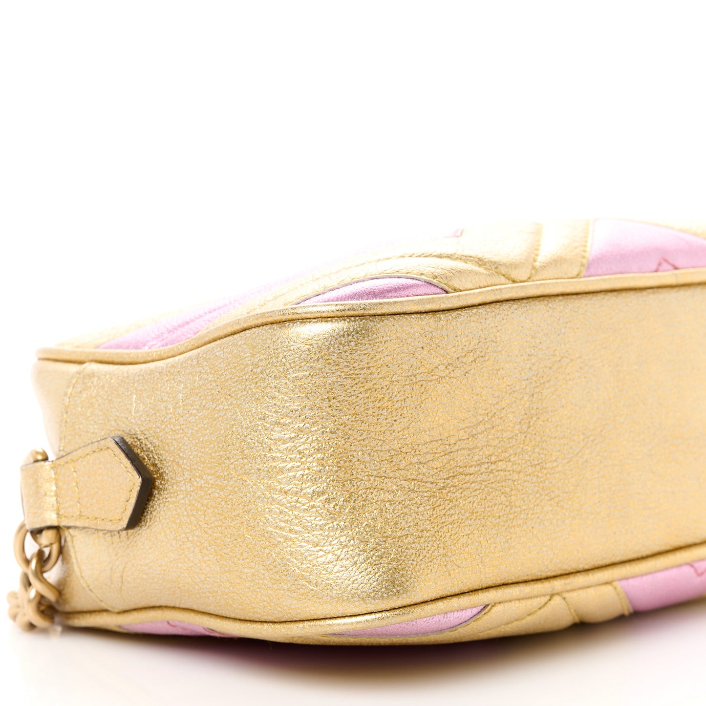 Metallic Nappa Matelasse Heart Small GG Marmont Chain Shoulder Bag Oro Vecchio Rosa