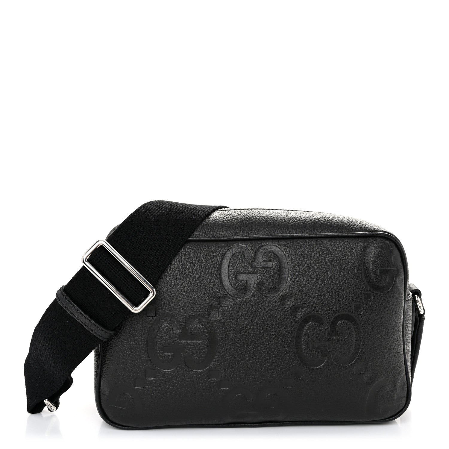 Gucci Piuma Calfskin Jumbo GG Embossed Medium Messenger Bag Black 1 of 10