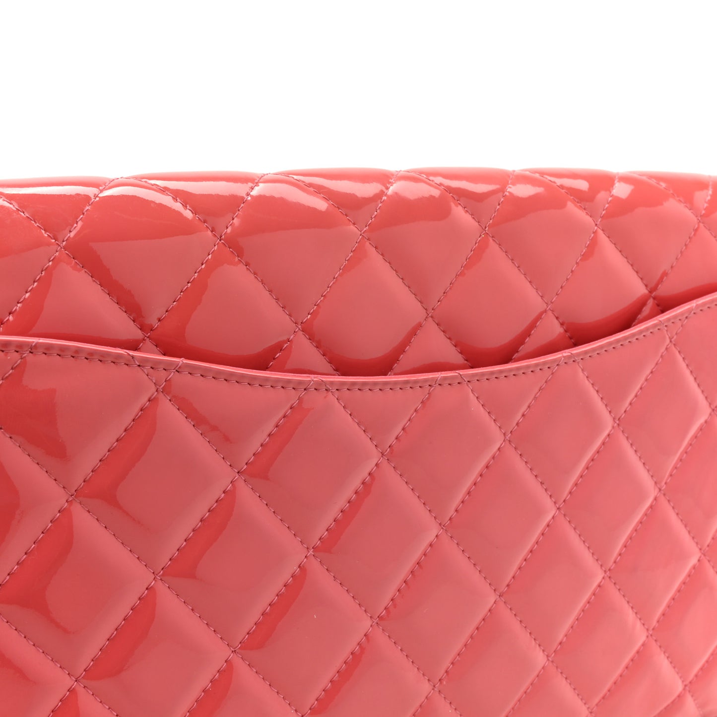 Patent Quilted Clutch with Chain Flap Fuchsia