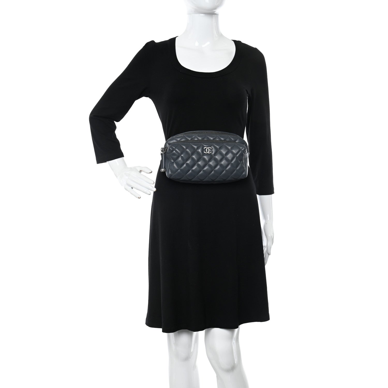 Chanel Calfskin Quilted Waist Bag Blue 2 of 10