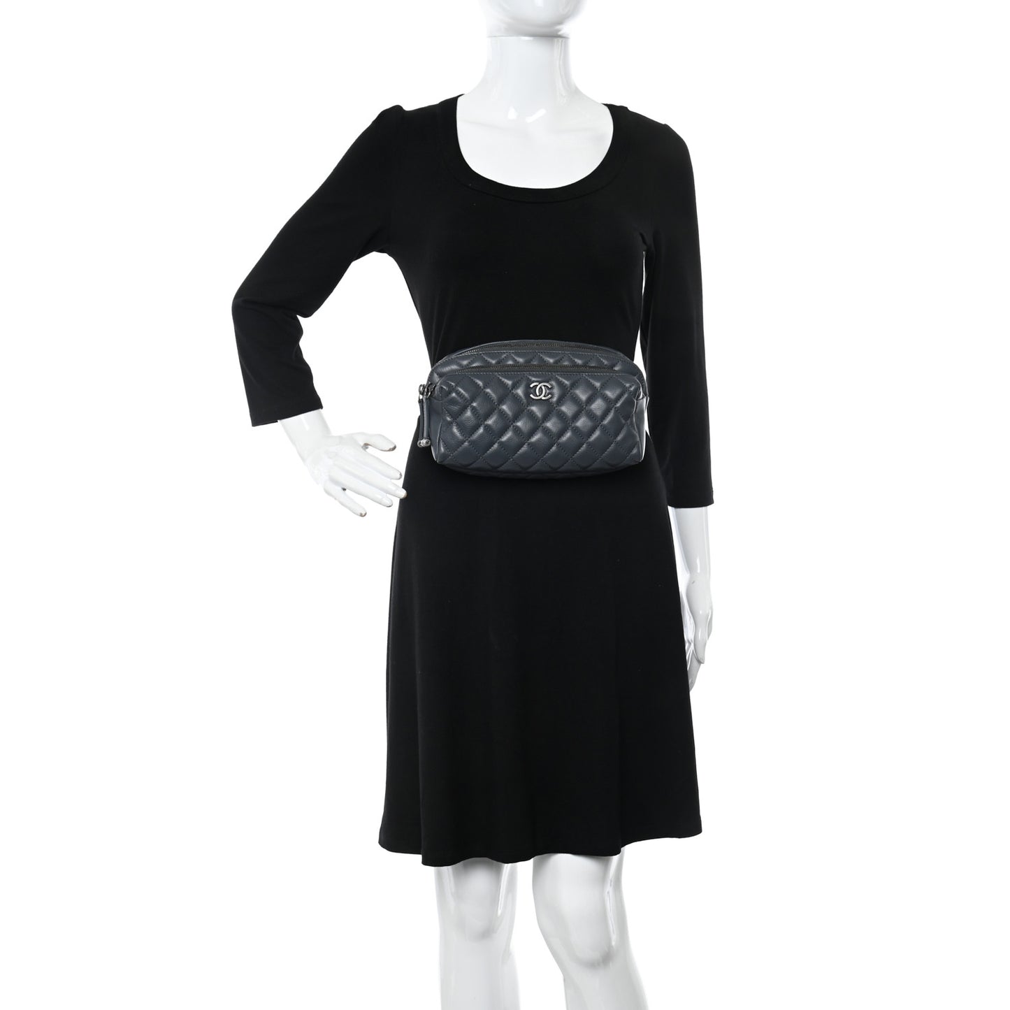 Calfskin Quilted Waist Bag Blue