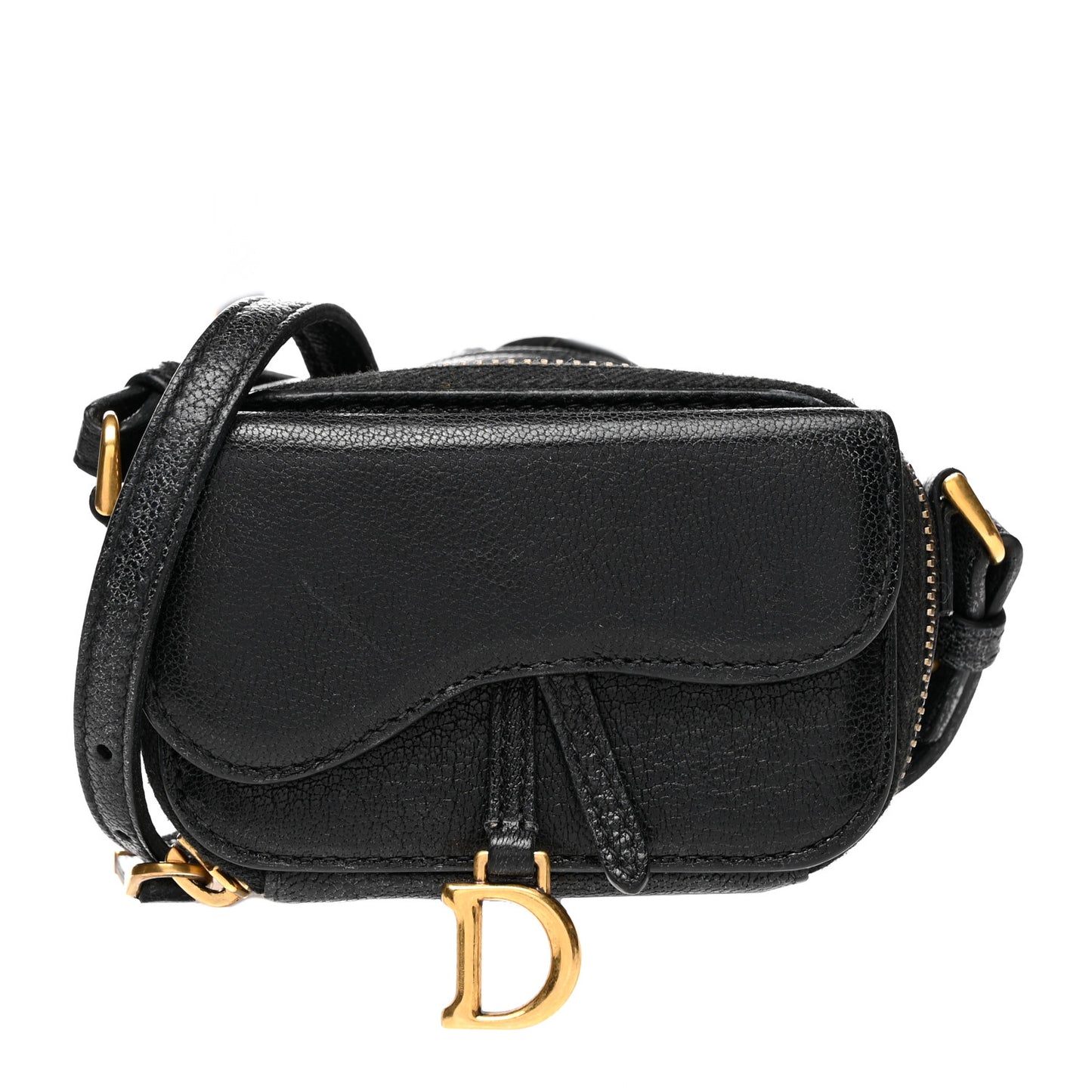 Goatskin Mini Saddle Pouch Black