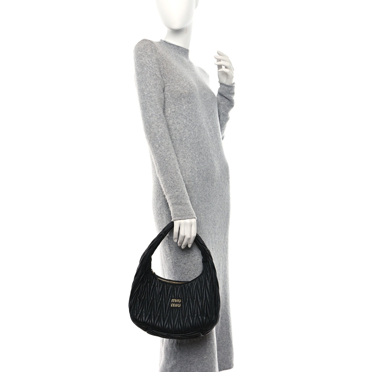 Miu Miu Nappa Matelasse Wander Large Hobo Black 2 of 8