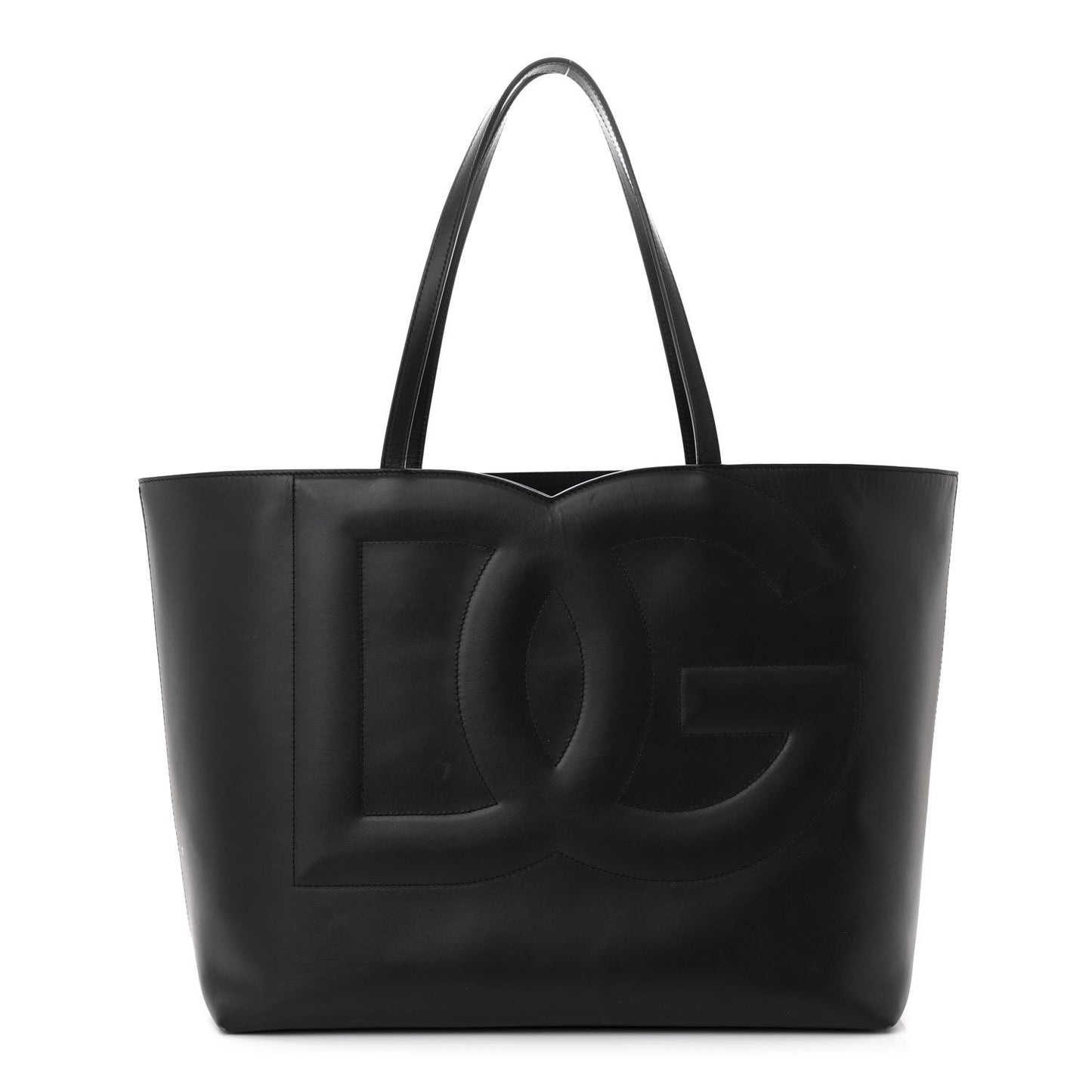 Calfskin DG Logo Shopper Tote Black