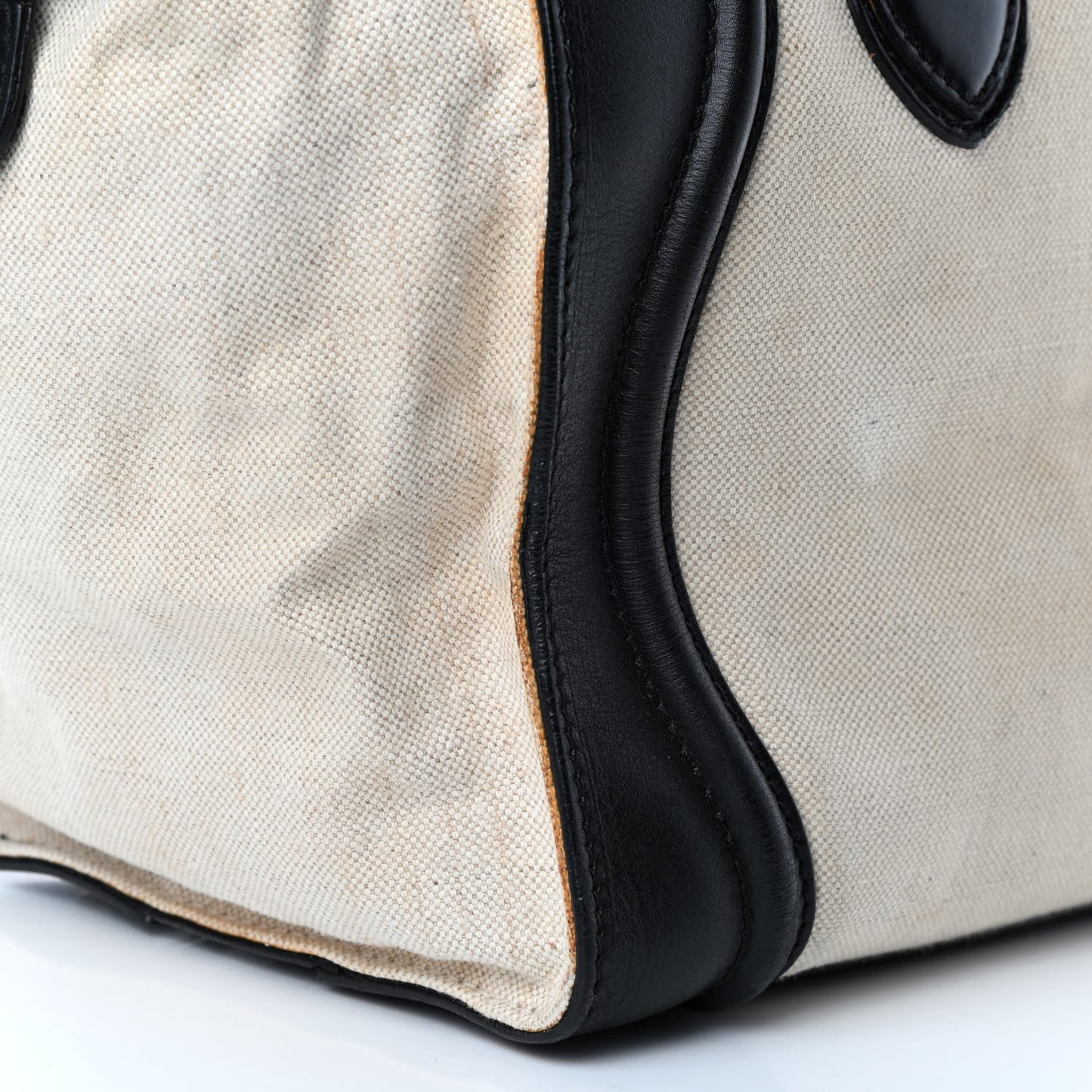 Natural Canvas Smooth Calfskin Mini Luggage Cream