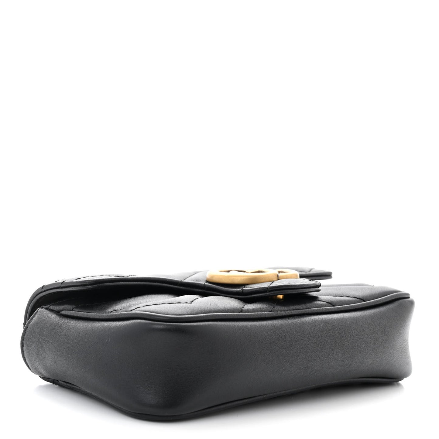 Calfskin Matelasse Super Mini GG Marmont Shoulder Bag Black