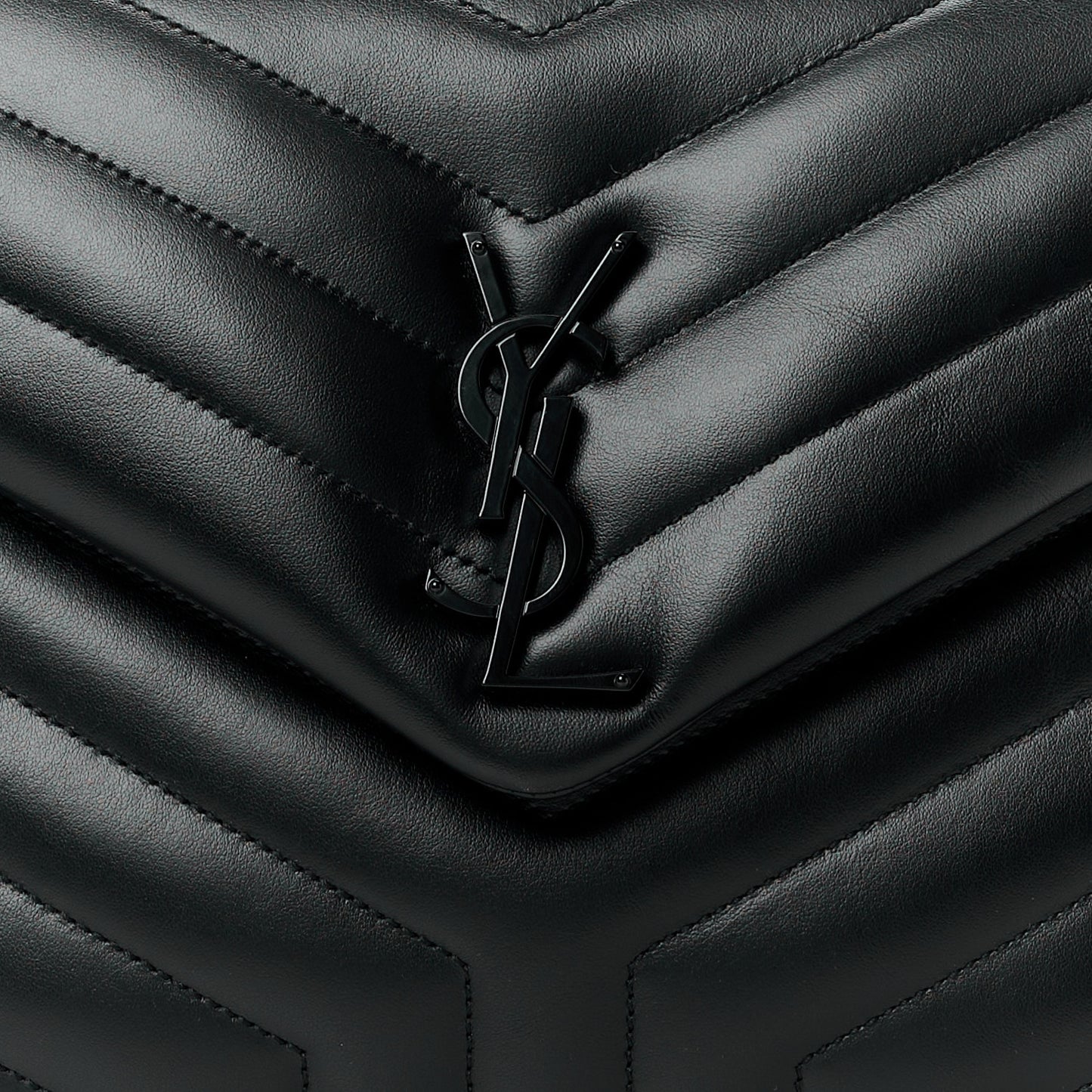 Calfskin Y Quilted Monogram Monochrome Medium Loulou Chain Satchel Black