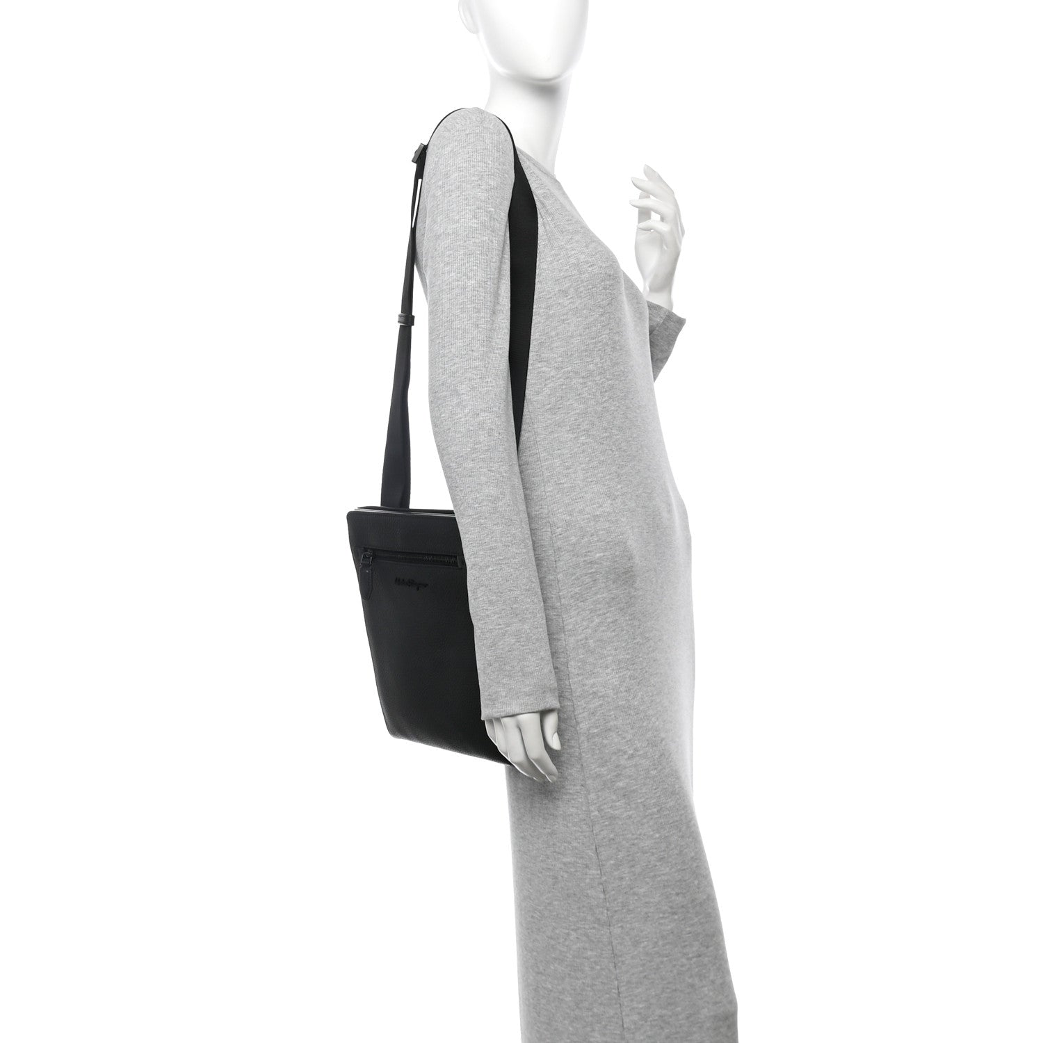 Salvatore Ferragamo Grained Calfskin Messenger Black 2 of 9