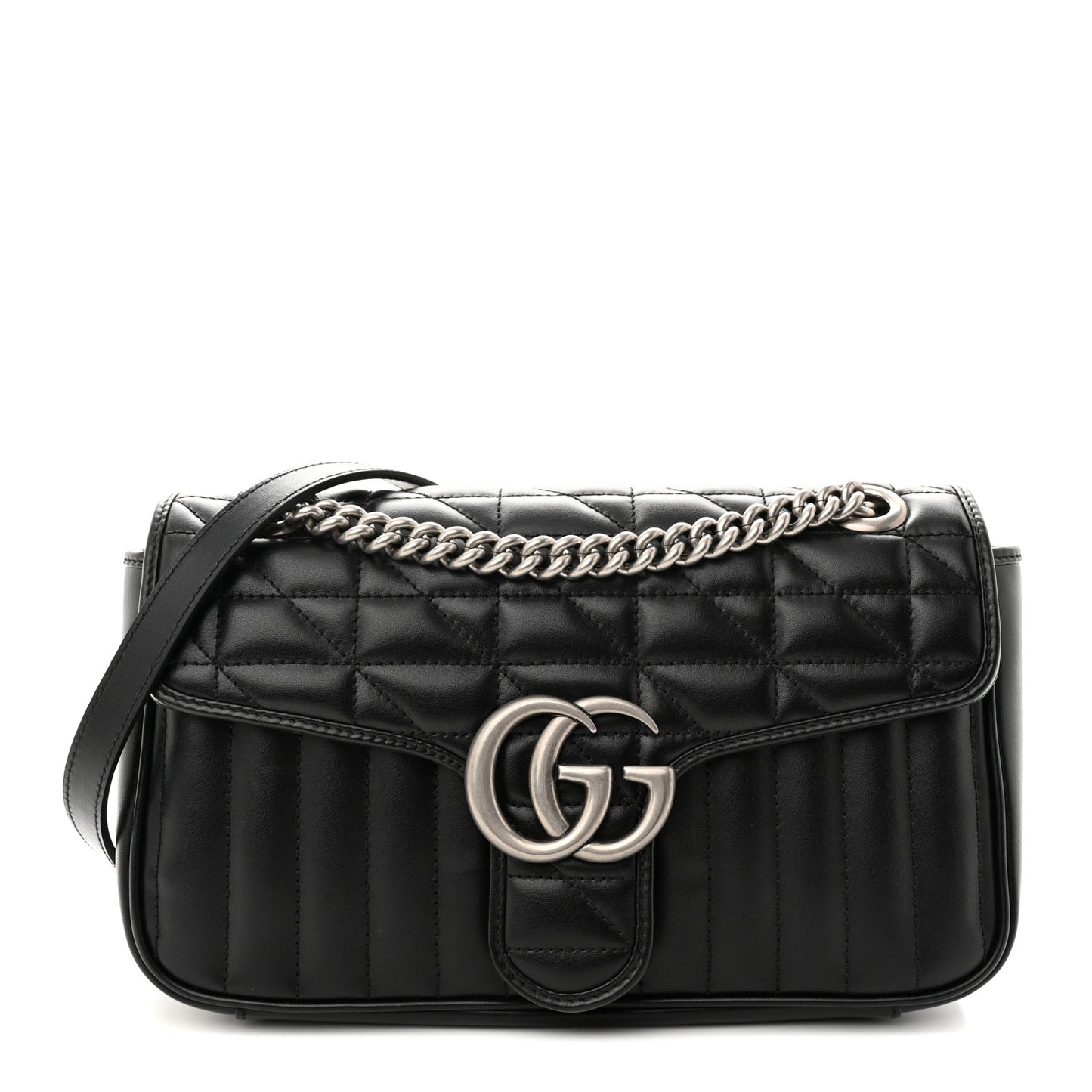 Calfskin Matelasse Aria Small GG Marmont Shoulder Bag Black