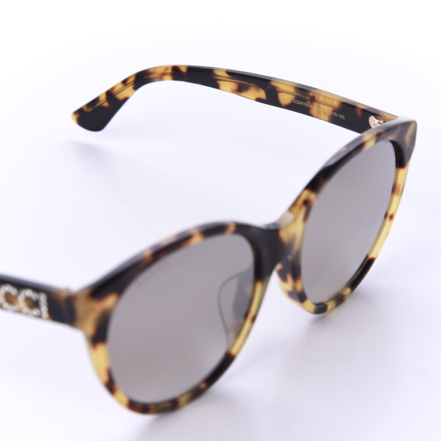 Round Frame Crystal Sunglasses GG 0419S Tortoiseshell