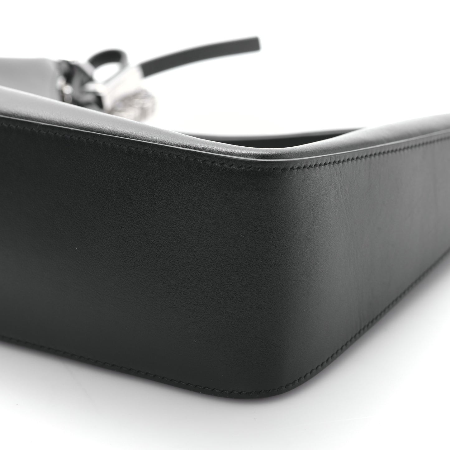 Smooth Calfskin Small Moon Cut Out Shoulder Bag Black