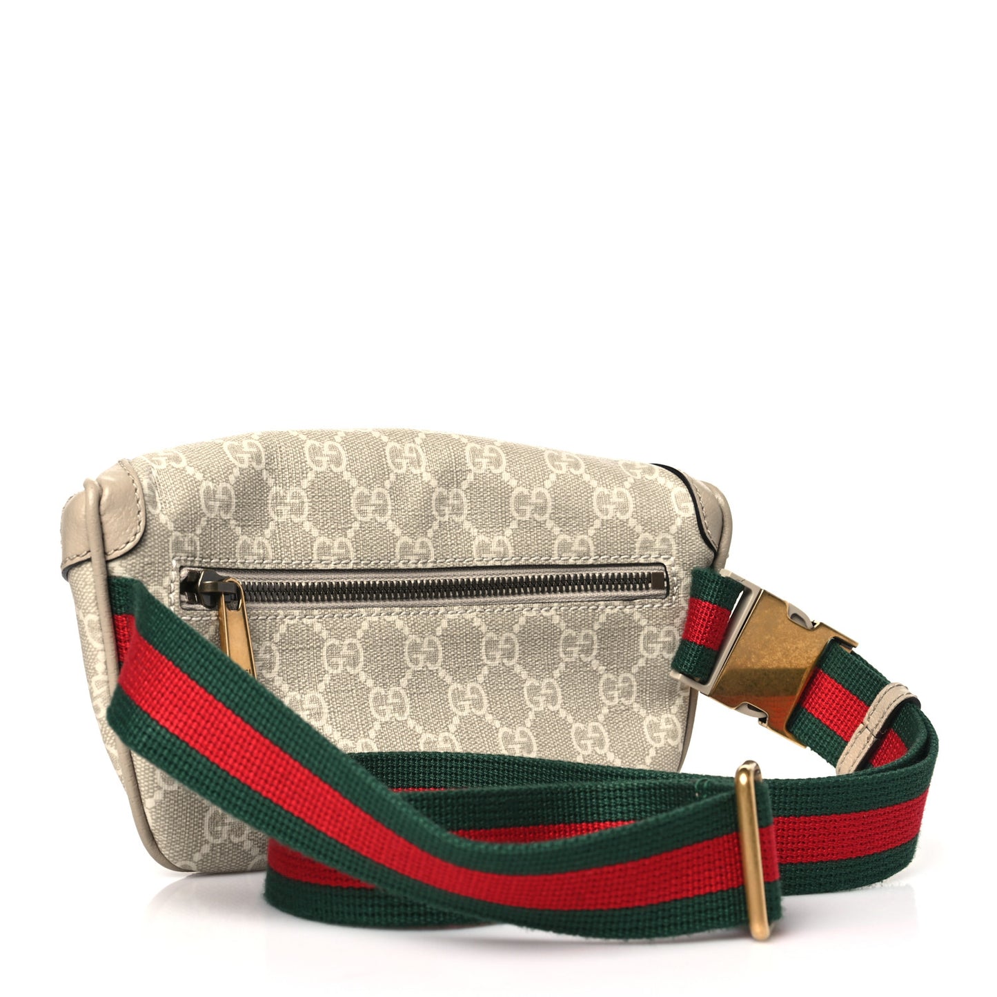 GG Supreme Monogram Textured Calfskin Web Retro Interlocking G Belt Bag Beige Mystic White Oatmeal