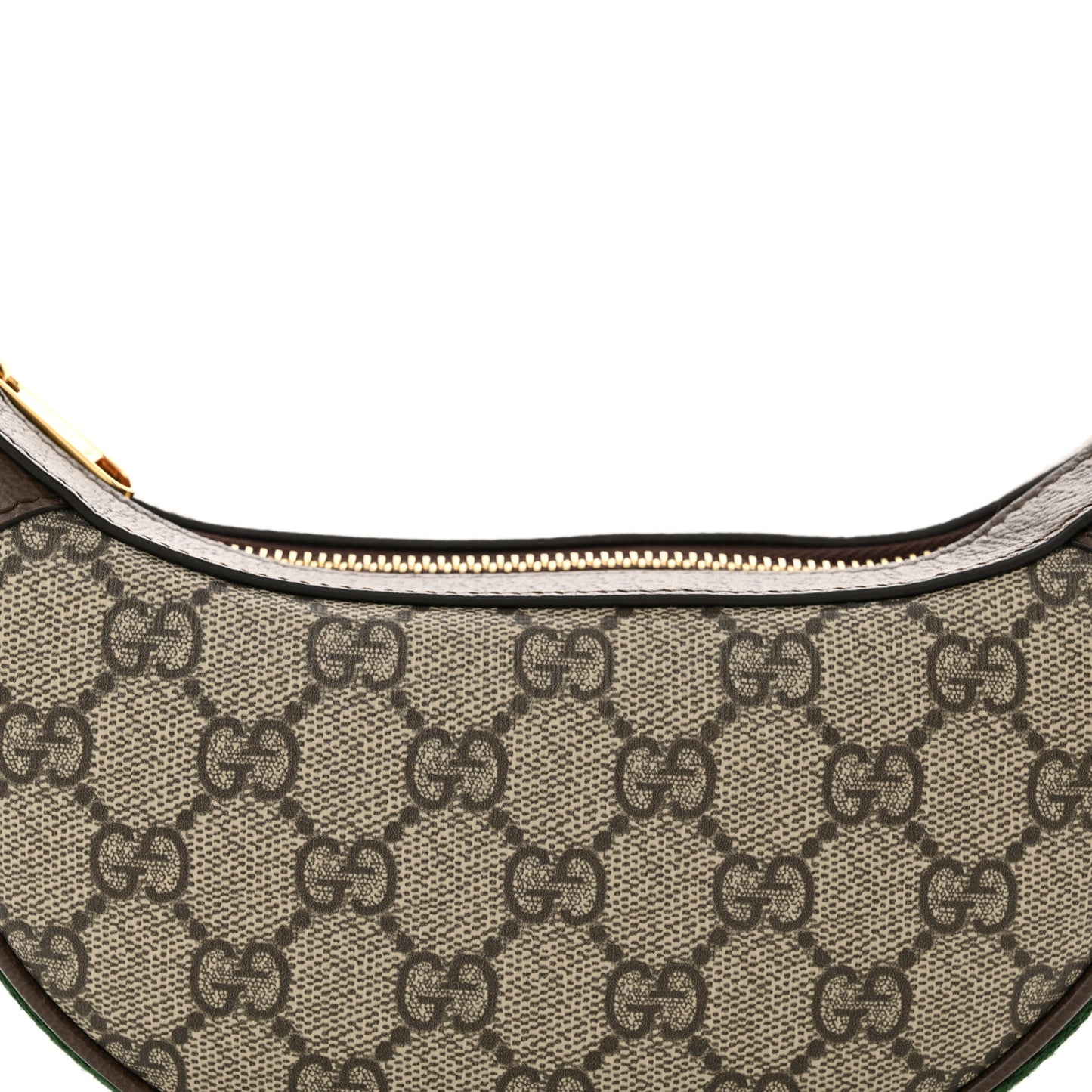 GG Supreme Monogram Textured Calfskin Web Mini Ophidia Half Moon Hobo Beige Ebony New Acero