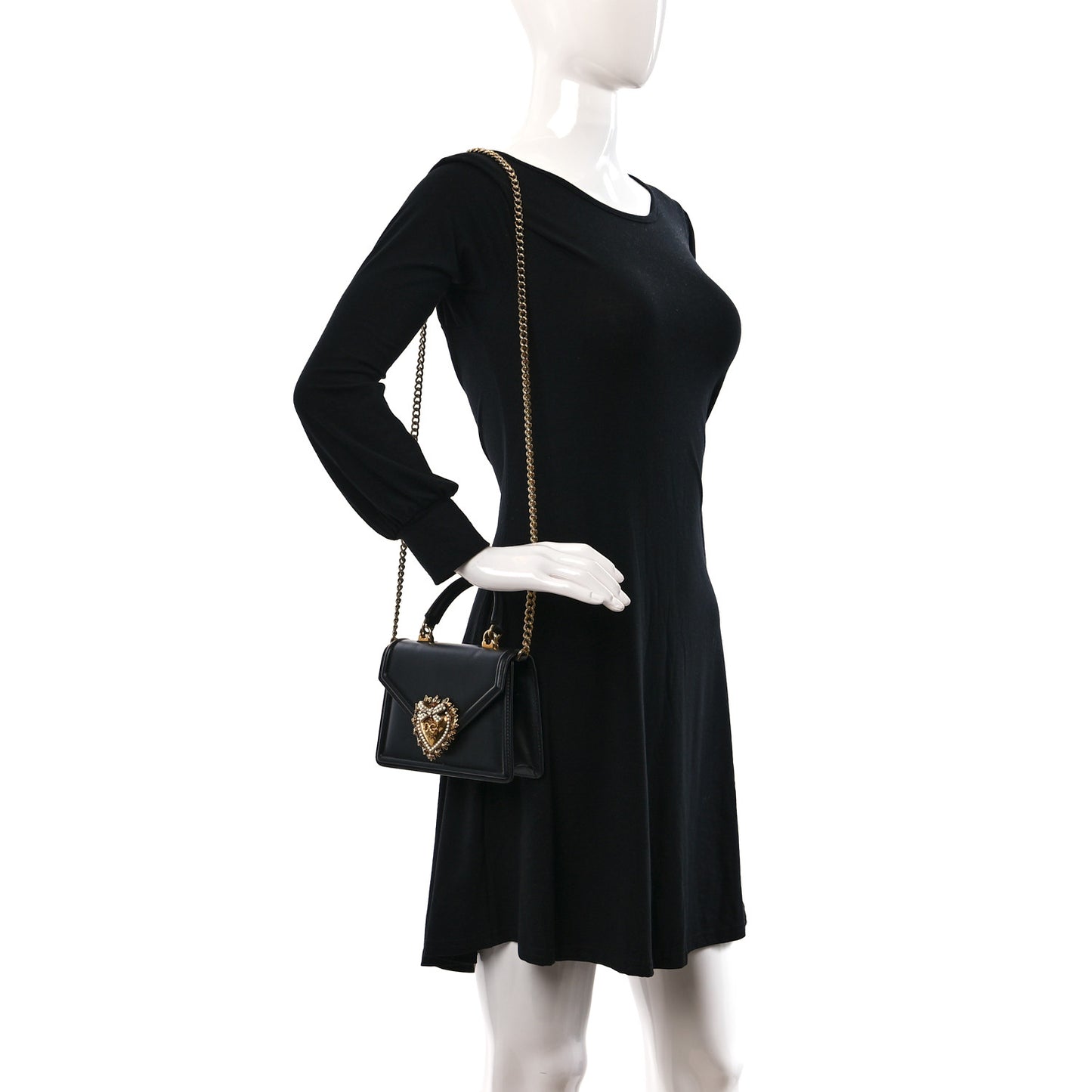 Smooth Calfskin Small Devotion Envelope Top Handle Bag Black