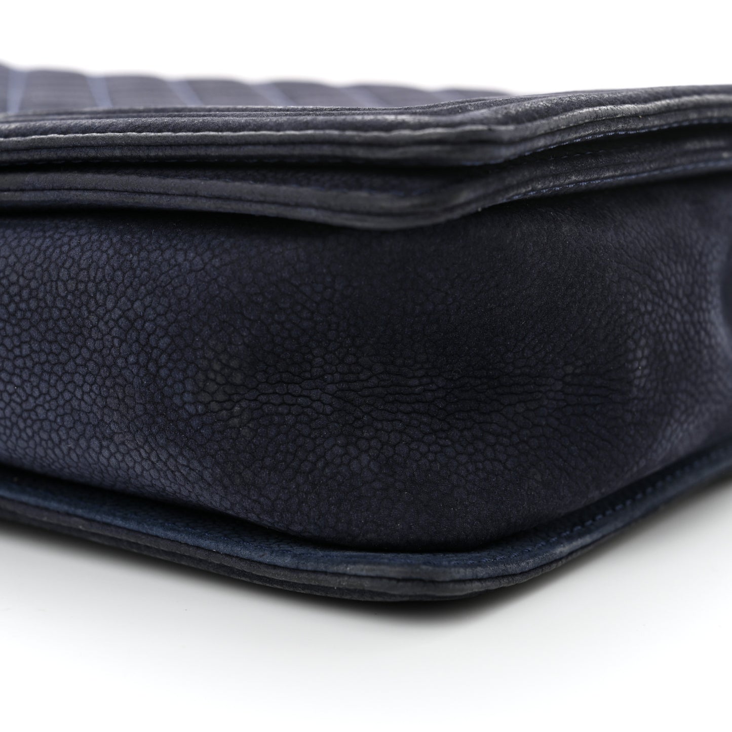 Iridescent Caviar Quilted Large Boy Flap Navy Blue