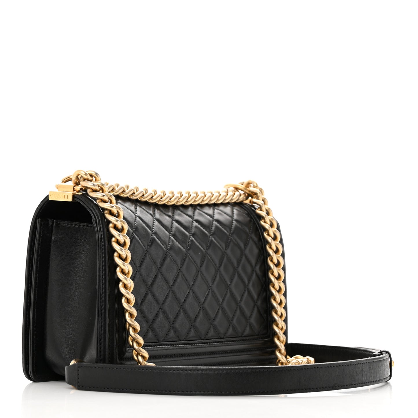 Lambskin Quilted Medium Boy Flap Black