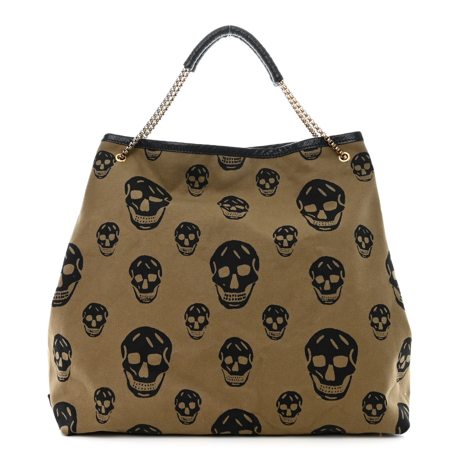 Alexander McQueen スカル柄 トートバッグ Alexander McQueen Canvas Skull Print Shoulder Bag Green Black