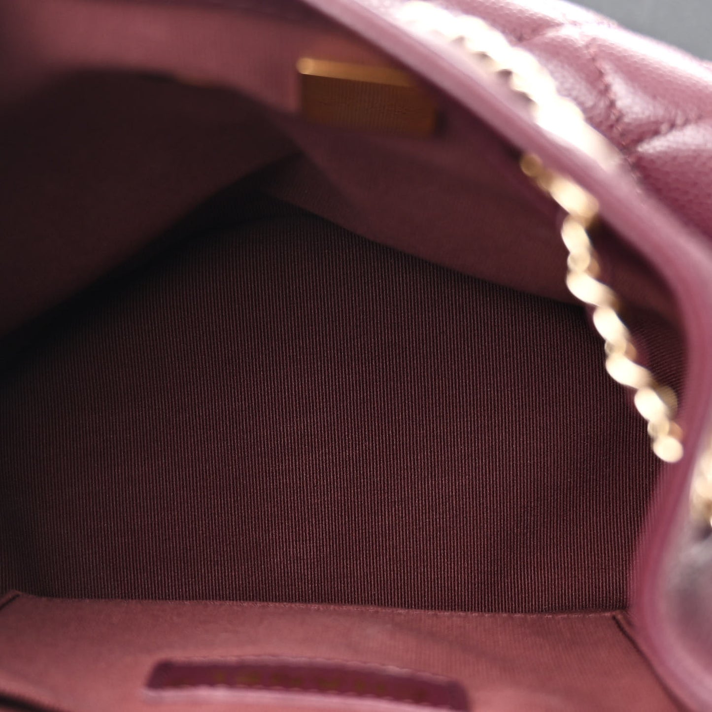Shiny Caviar Quilted Medium Duma Pockets Drawstring Backpack Dark Burgundy