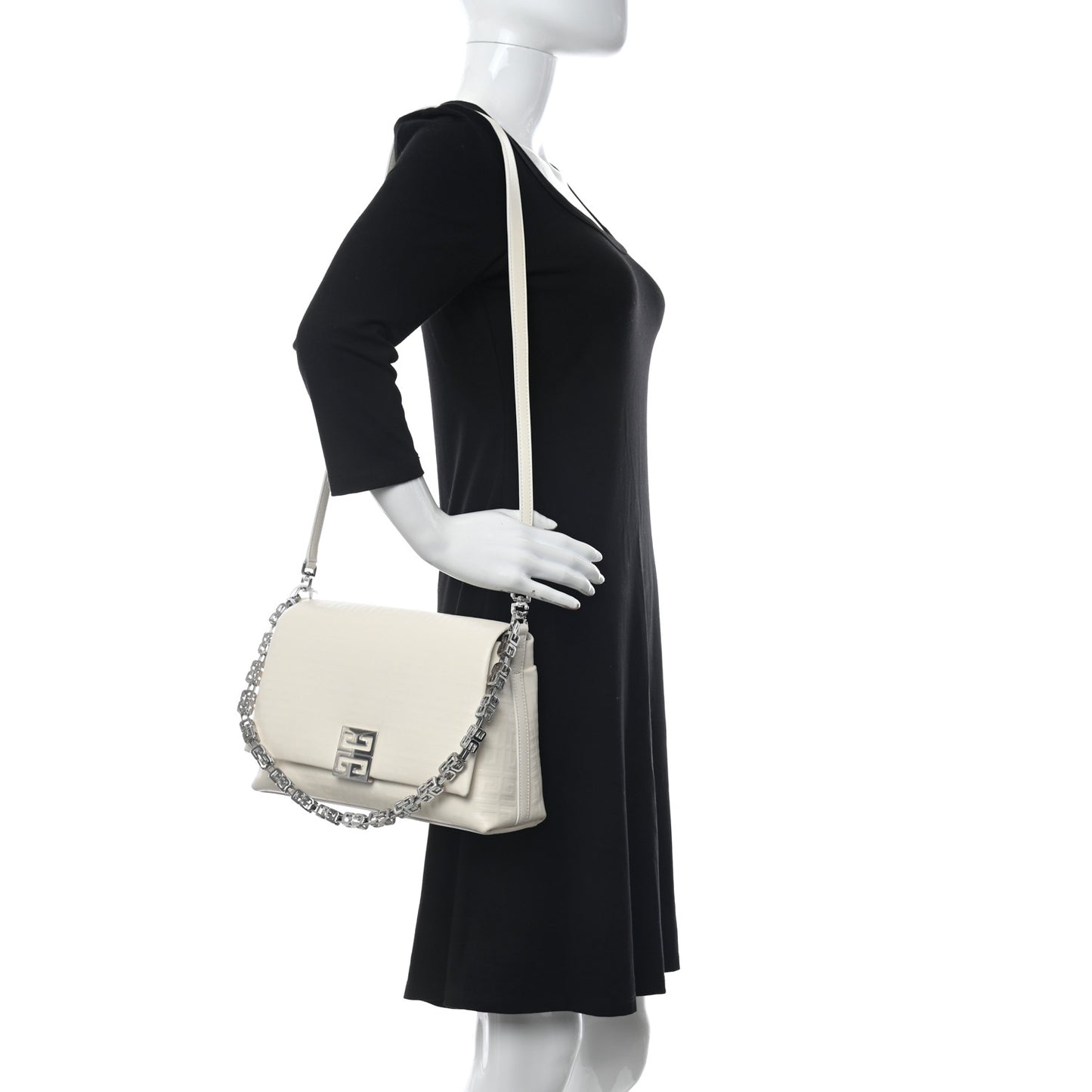 Soft Calfskin 4G Embossed Medium Shoulder Bag Ivory