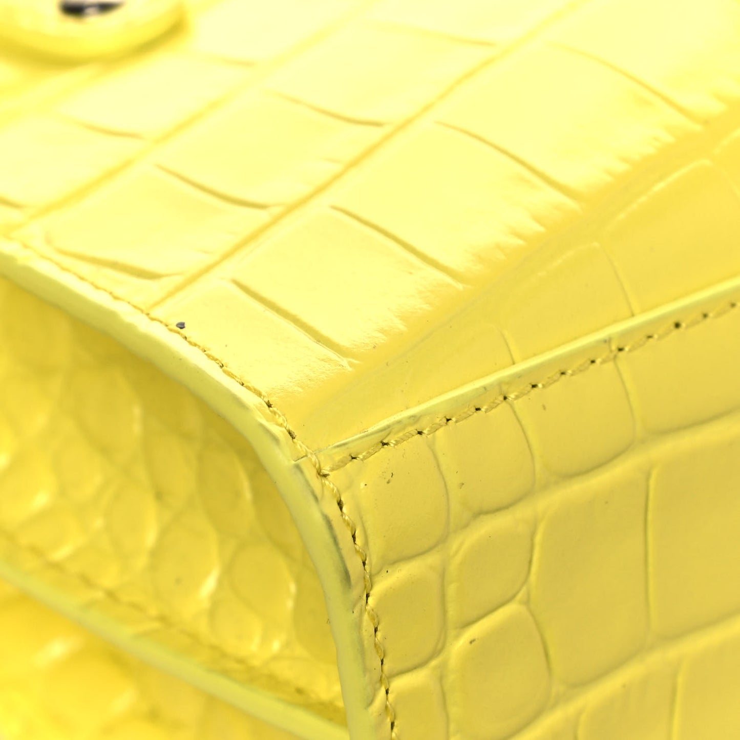 Calfskin Crocodile Embossed Neo Classic Hardware Nano City Crossbody Light Yellow